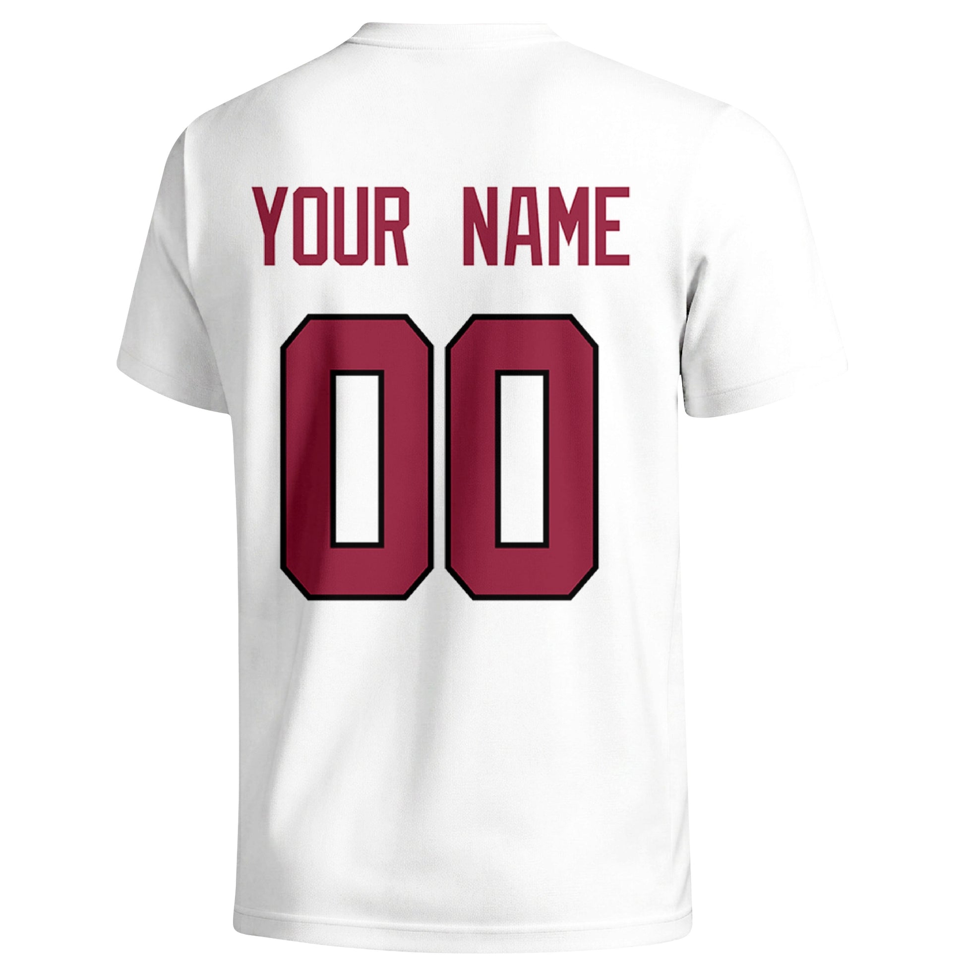 Arizona personalized football T shirt in White showing the back custom name and number
