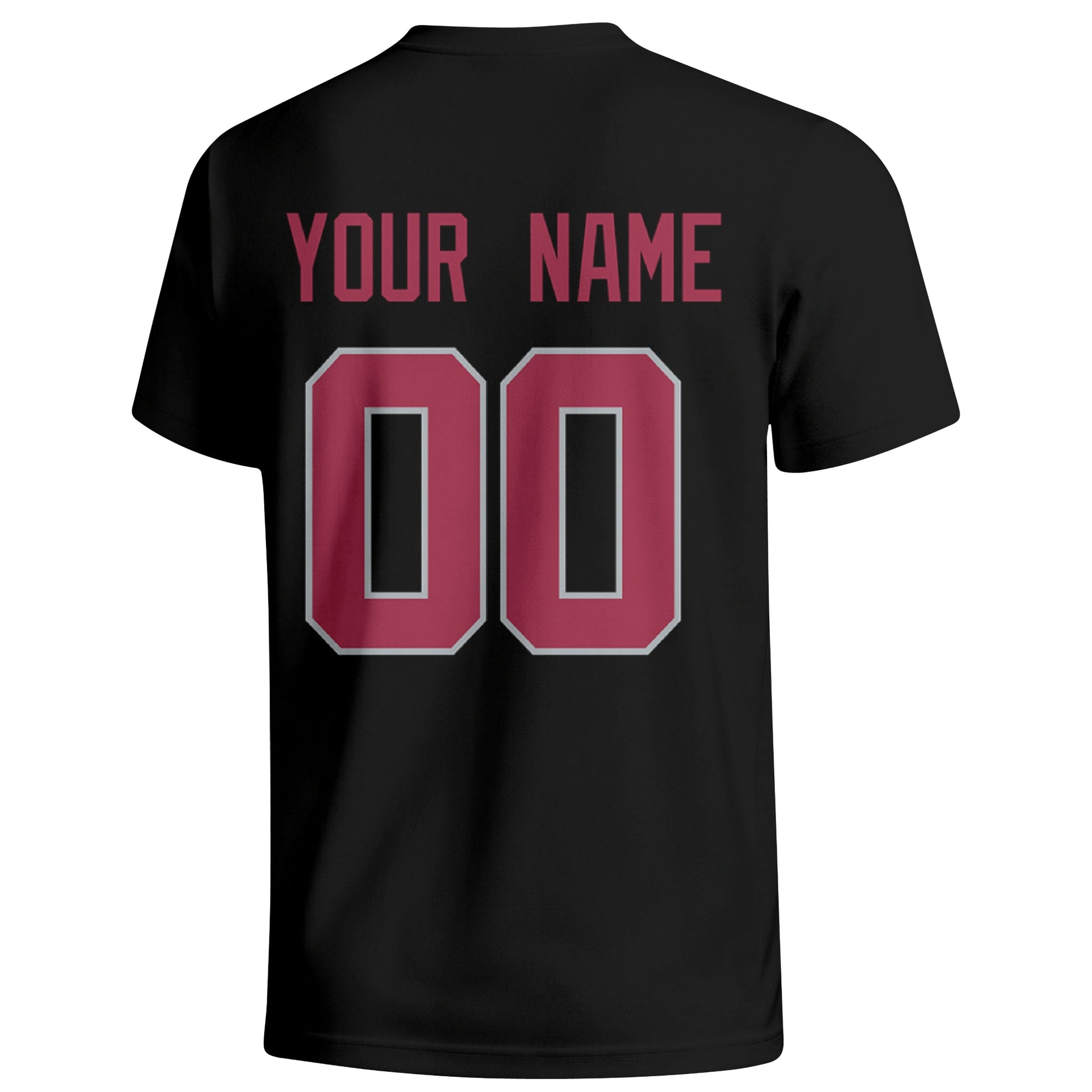Arizona personalized football T shirt in Black showing the back custom name and number