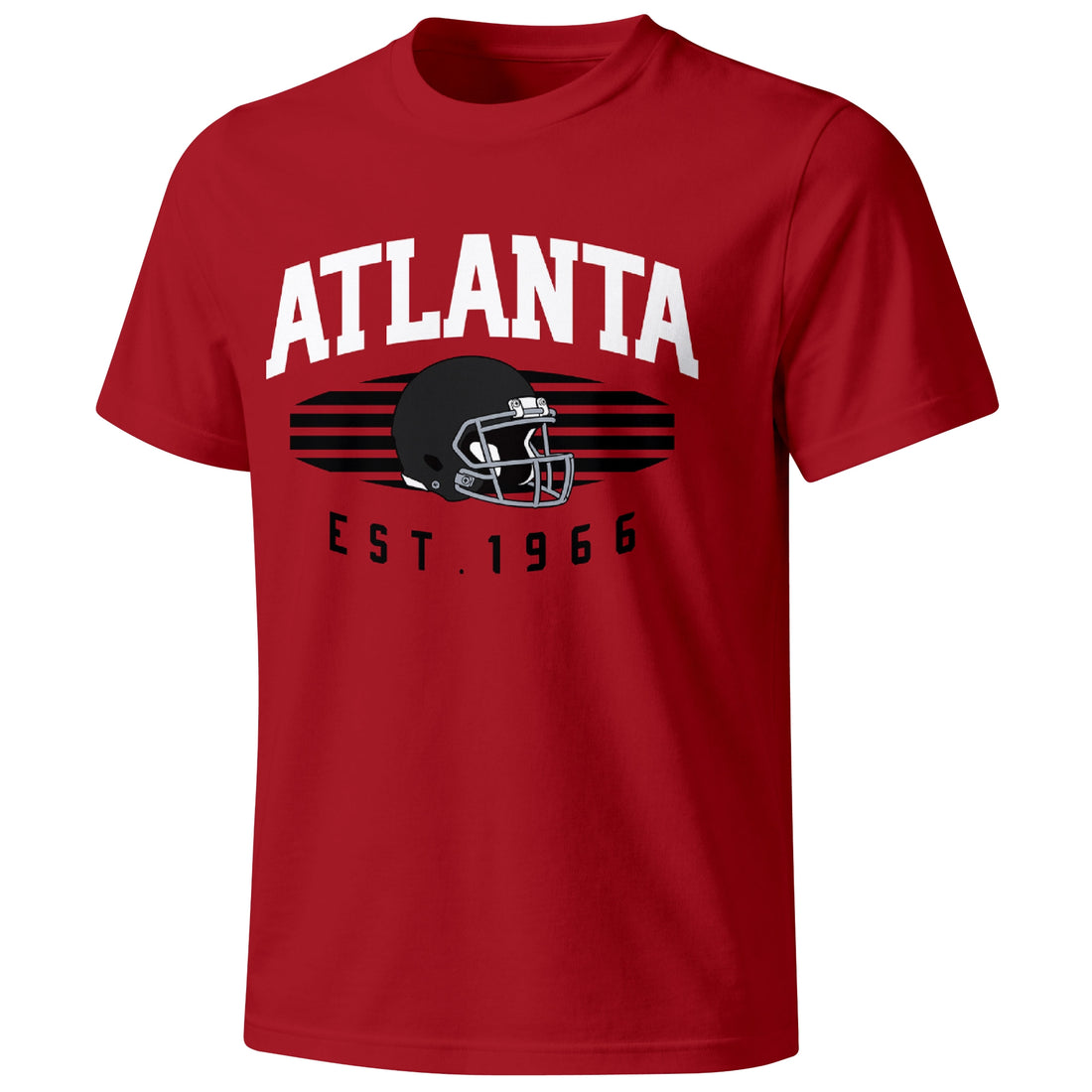 Atlanta personalized football T shirt in Red showing front city design and back custom name and number