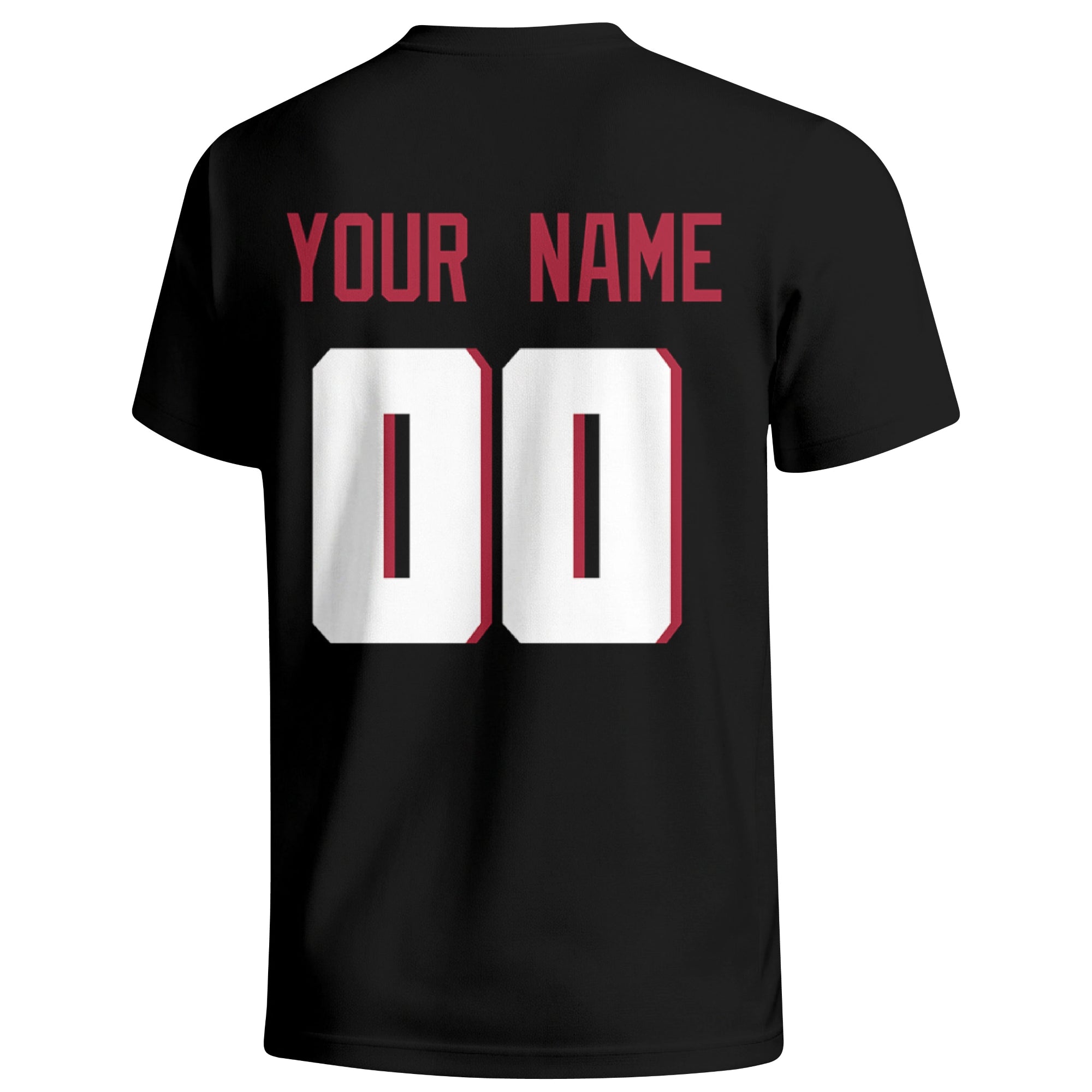 Atlanta personalized football T shirt in Black showing the back custom name and number