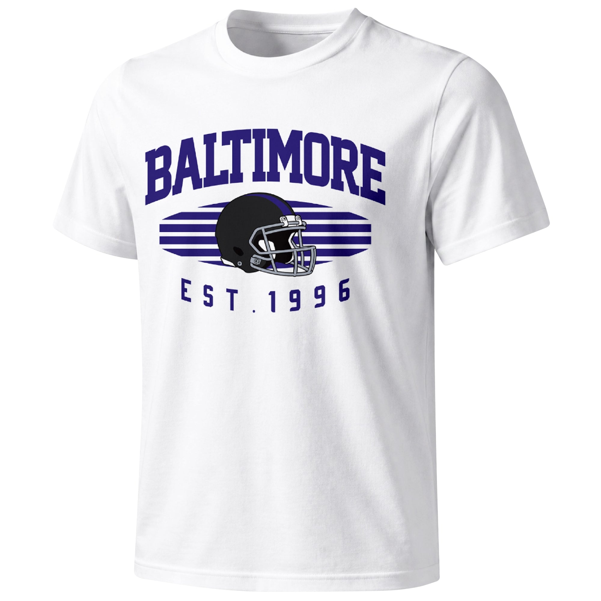Baltimore football T shirt in White showing the front city and football design