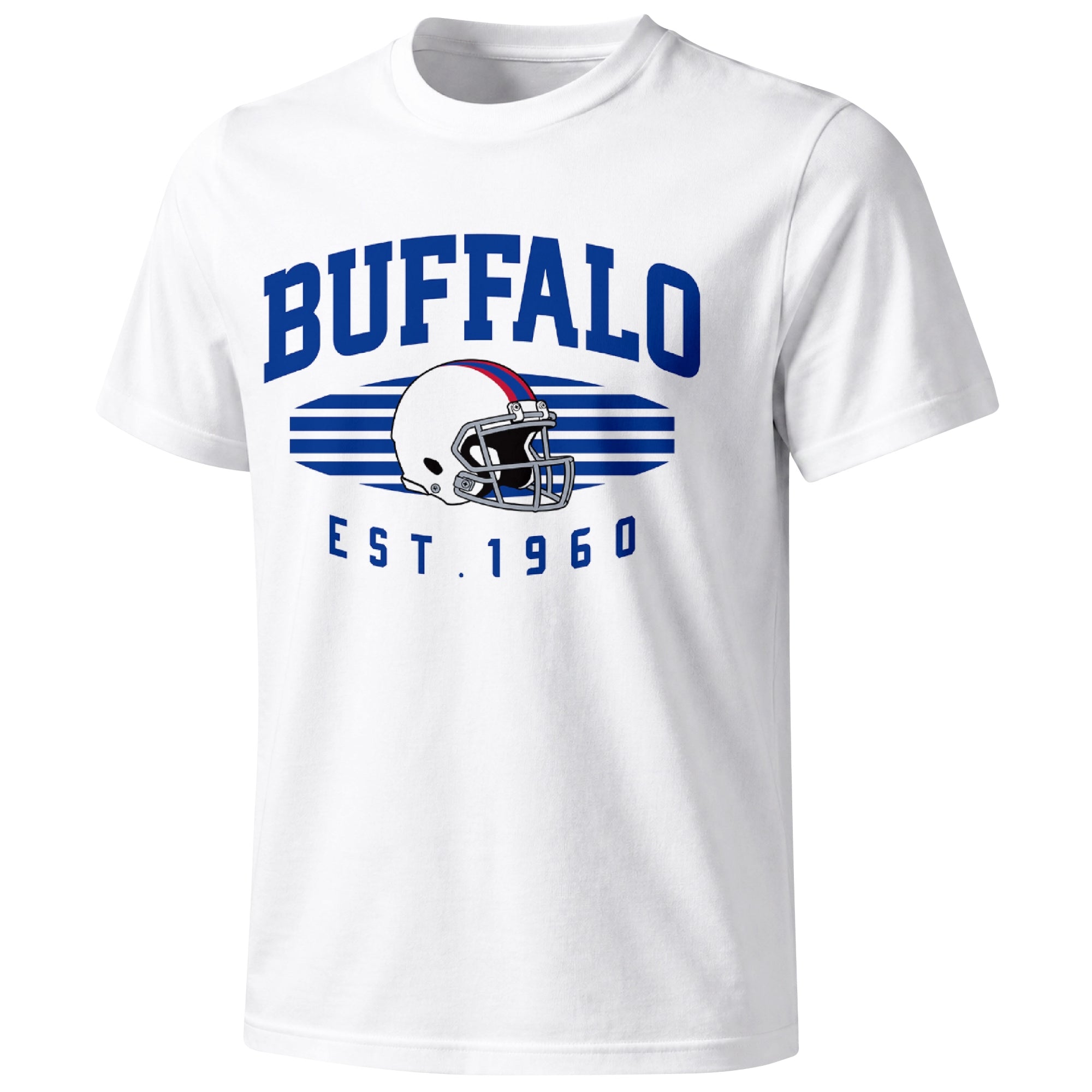 Buffalo football T shirt in White showing the front city and football design