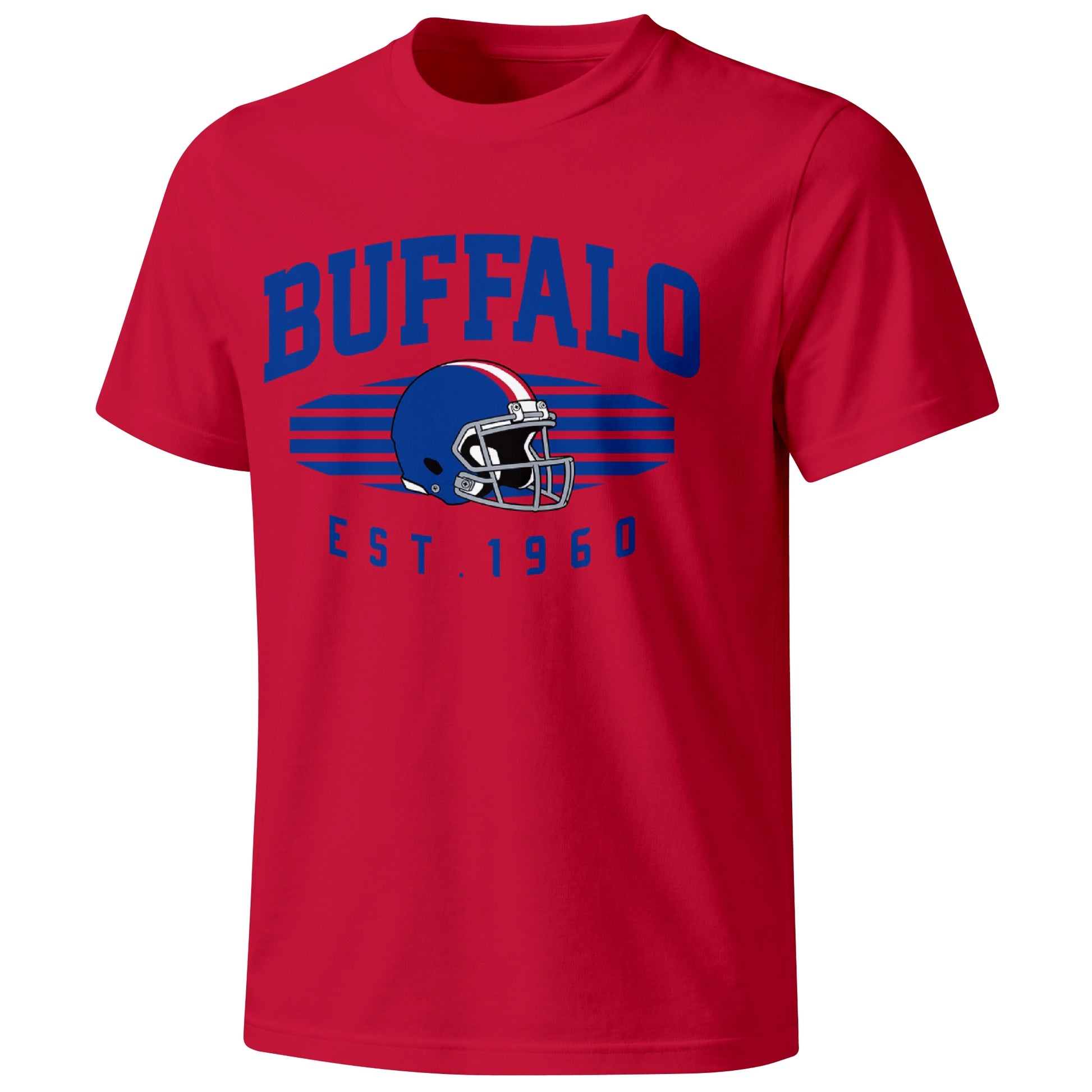 Buffalo football T shirt in Red showing the front city and football design