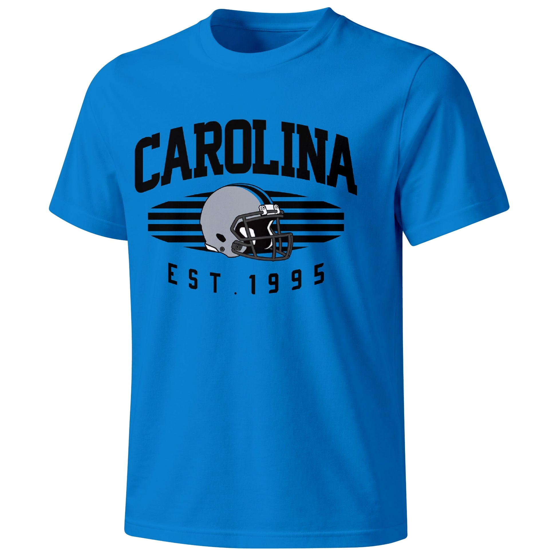 Carolina football T shirt in Blue showing the front city and football design