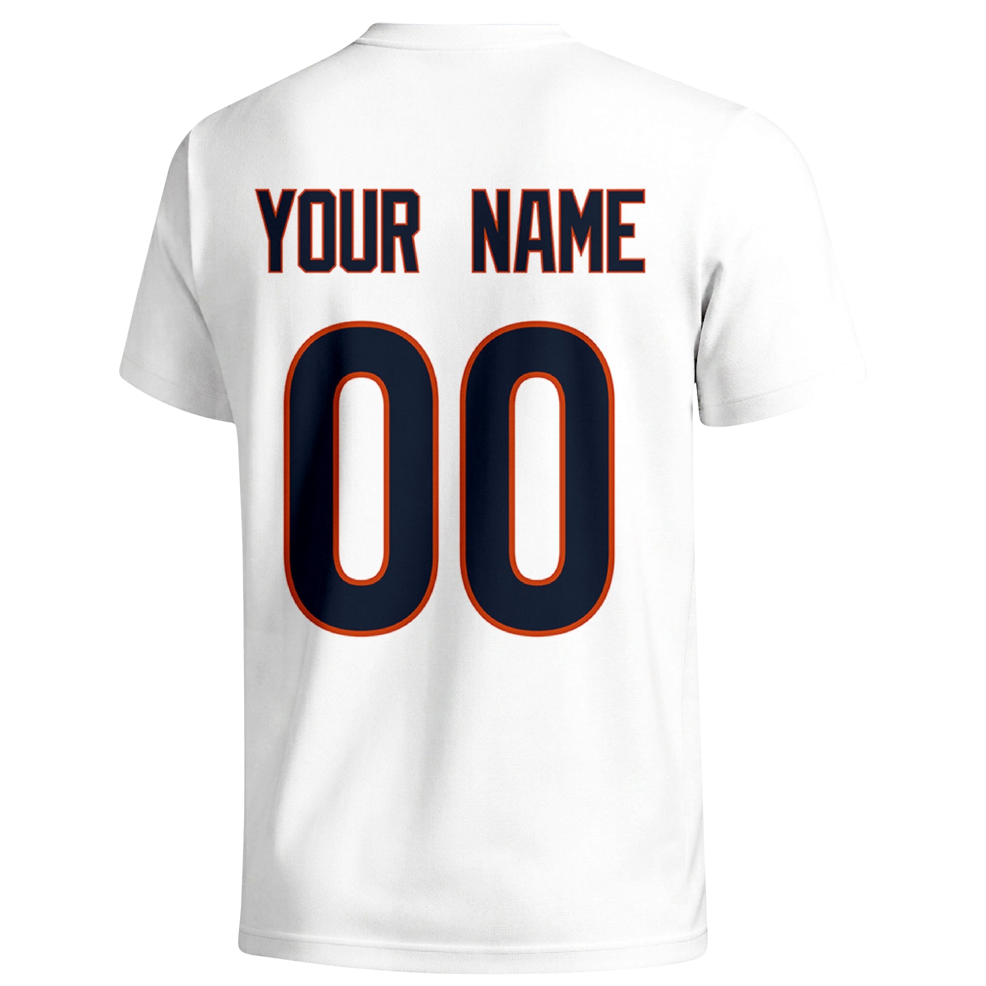 Chicago personalized football T shirt in White showing the back custom name and number