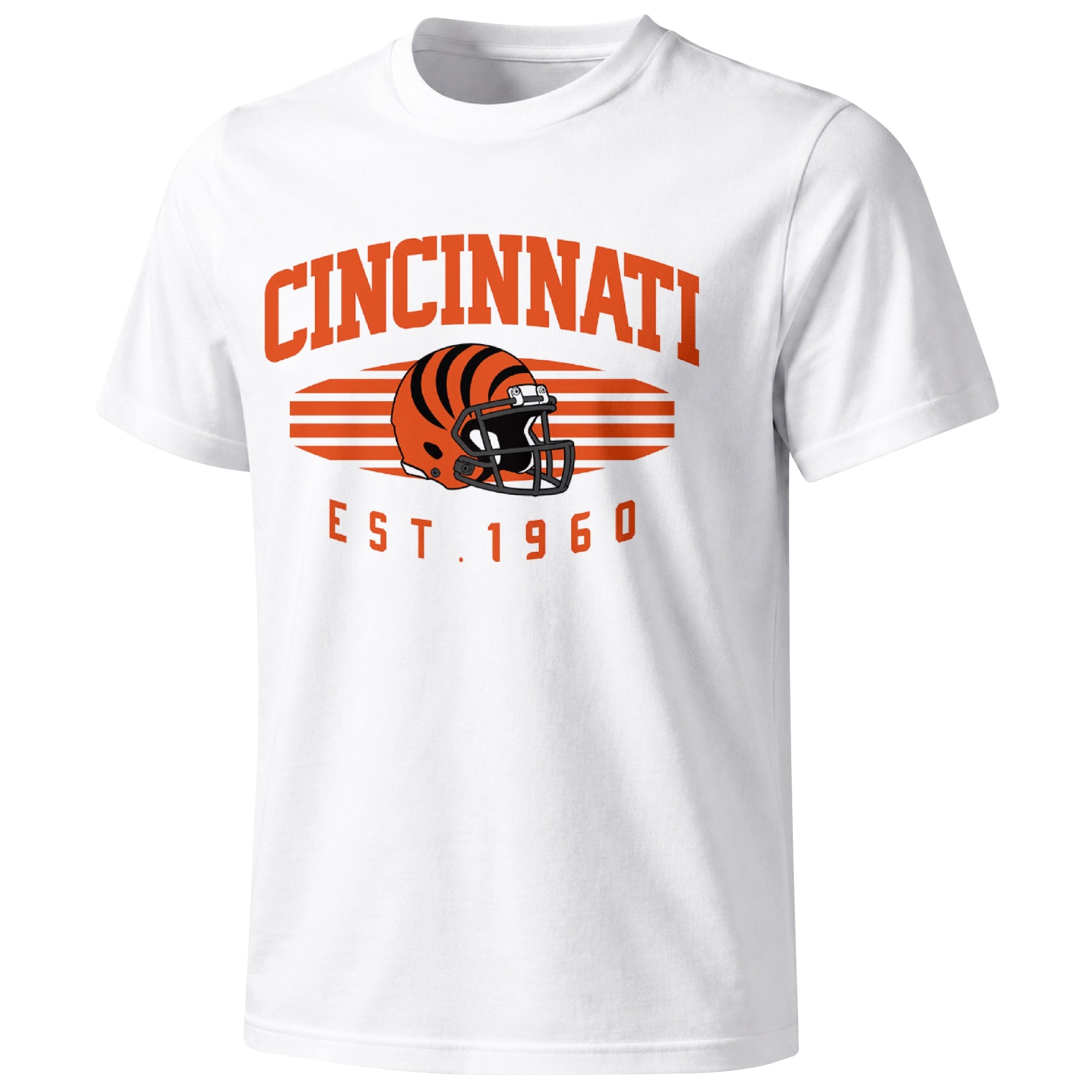 Cincinnati football T shirt in White showing the front city and football design