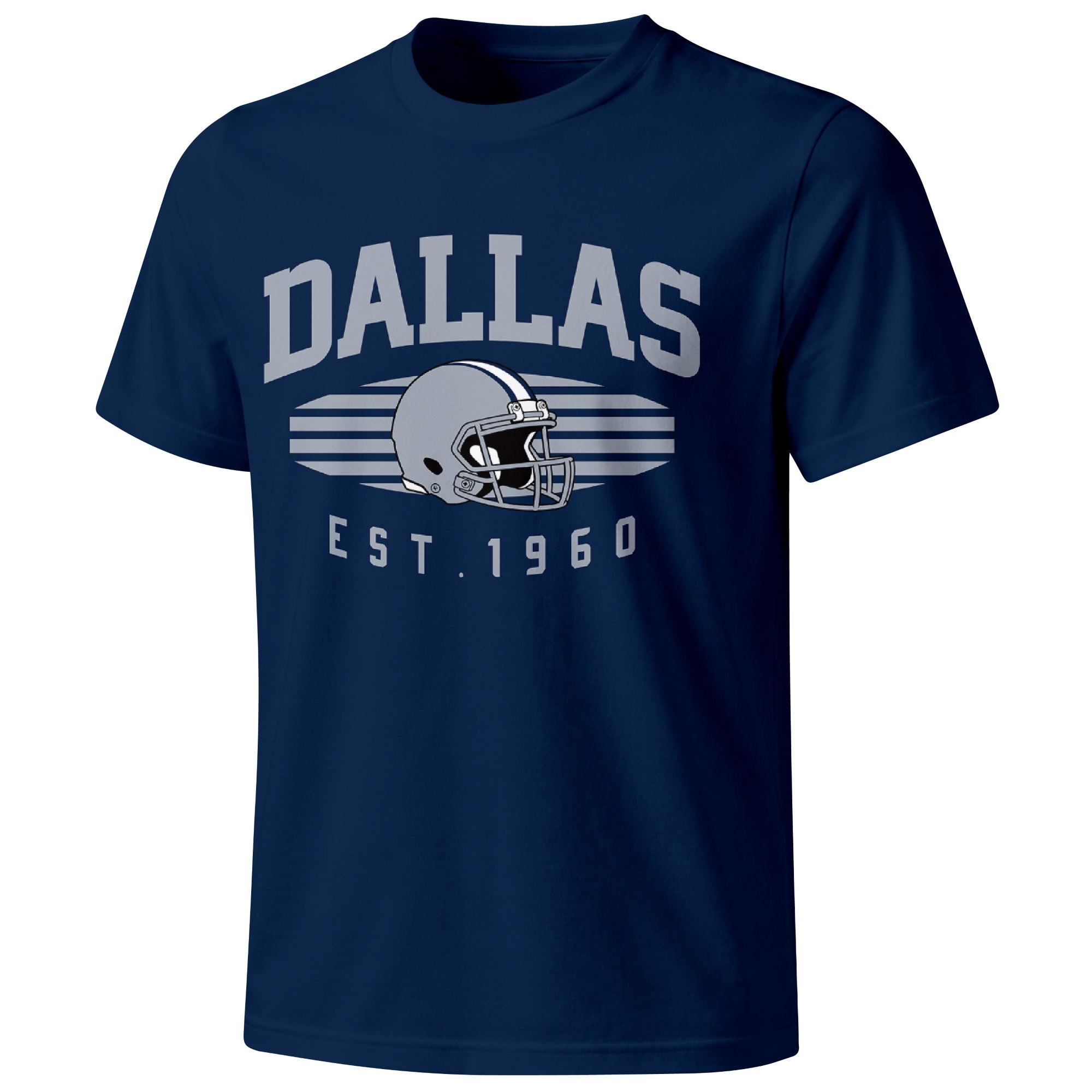 Dallas football T shirt in Navy showing the front city and football design