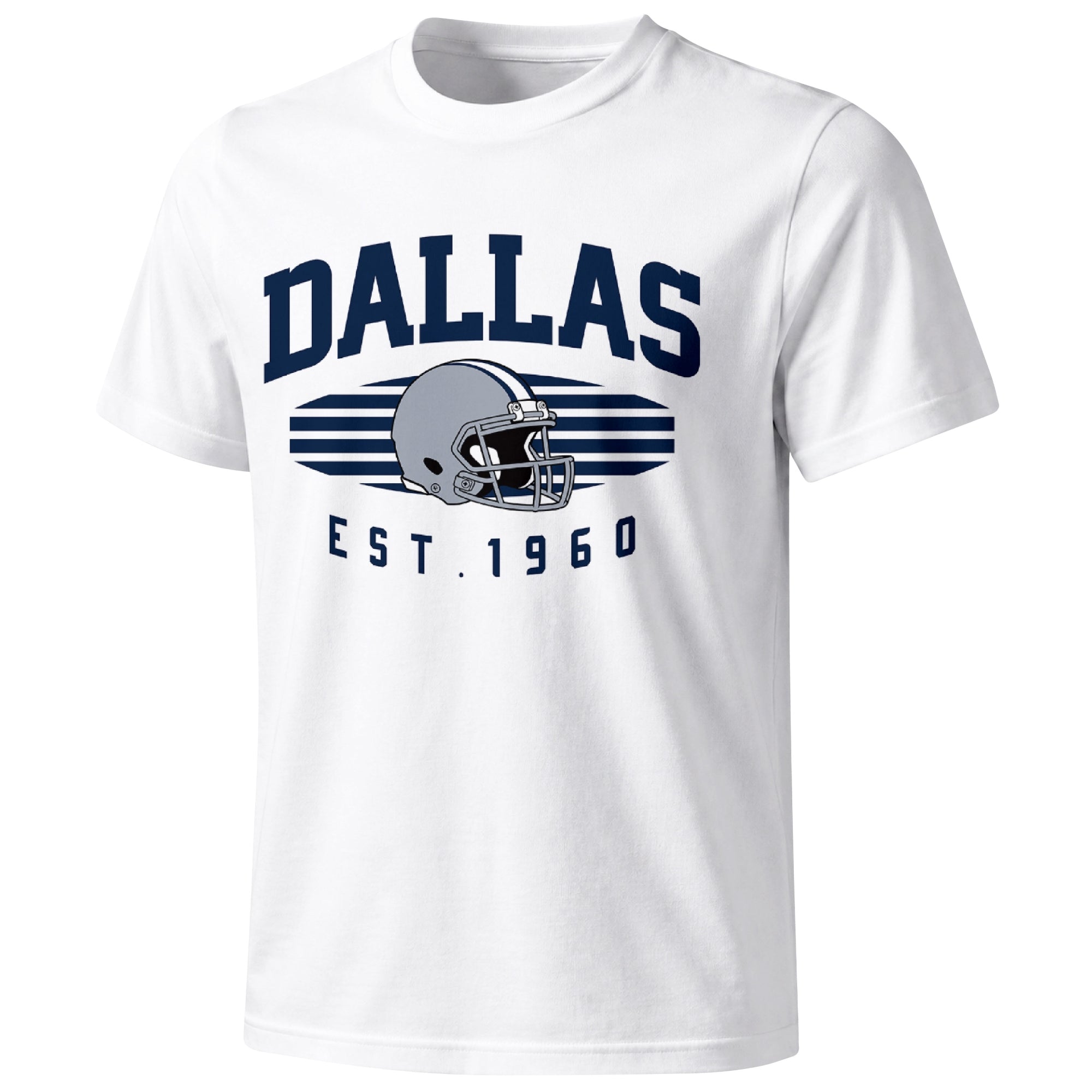Dallas football T shirt in White showing the front city and football design