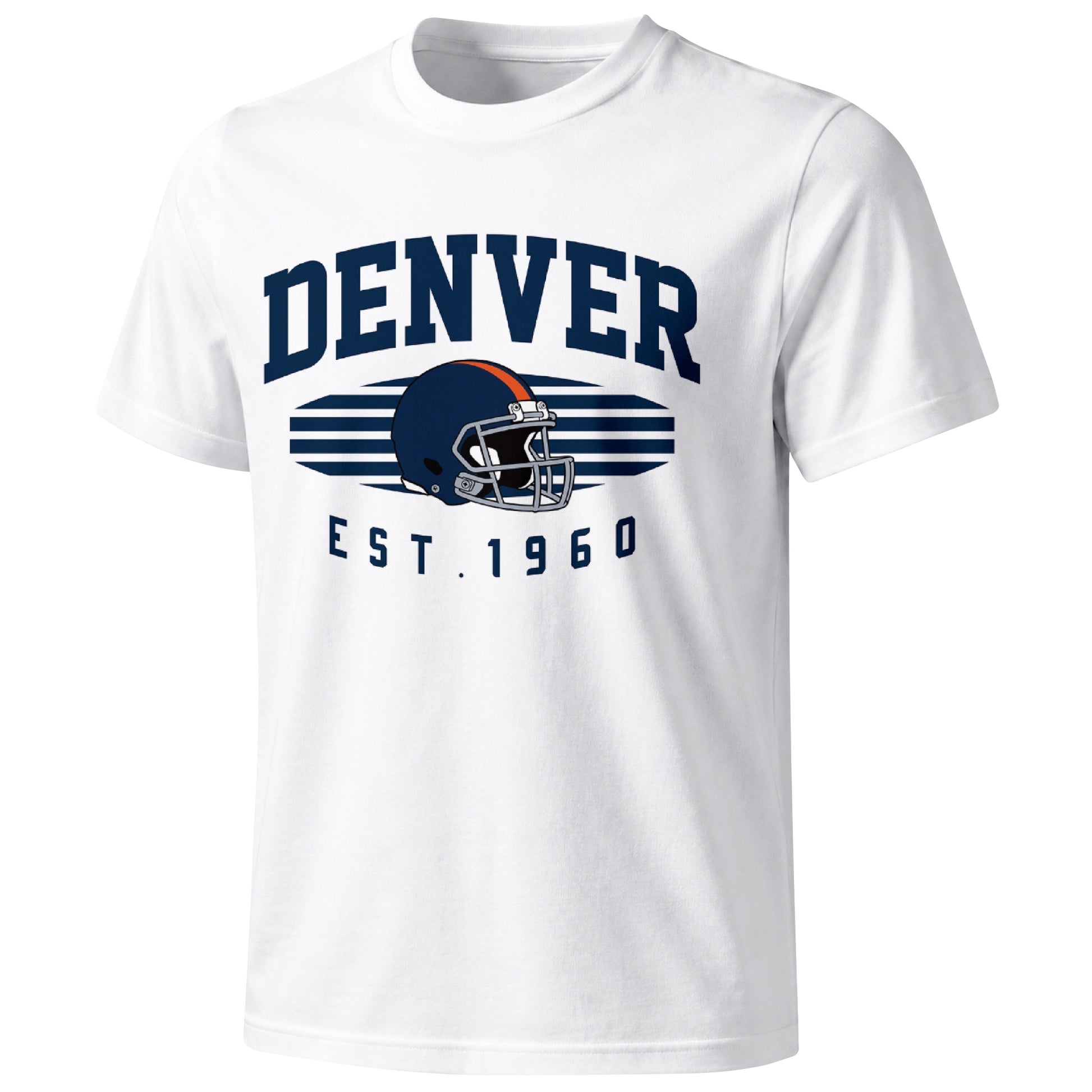 Denver football T shirt in White showing the front city and football design