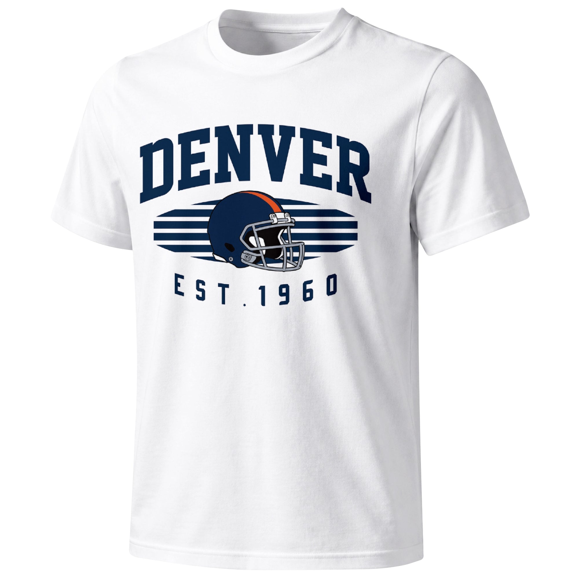 Denver football T shirt in White showing the front city and football design