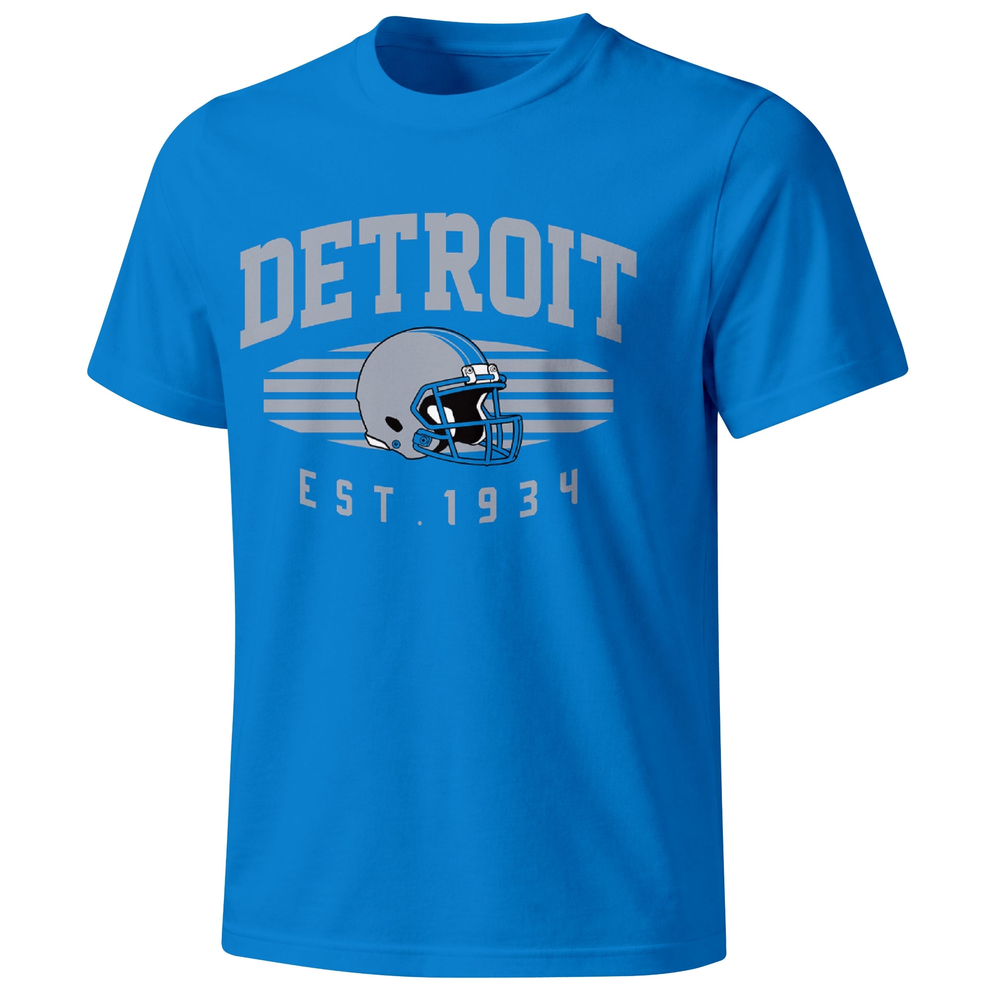 Detroit football T shirt in Blue showing the front city and football design