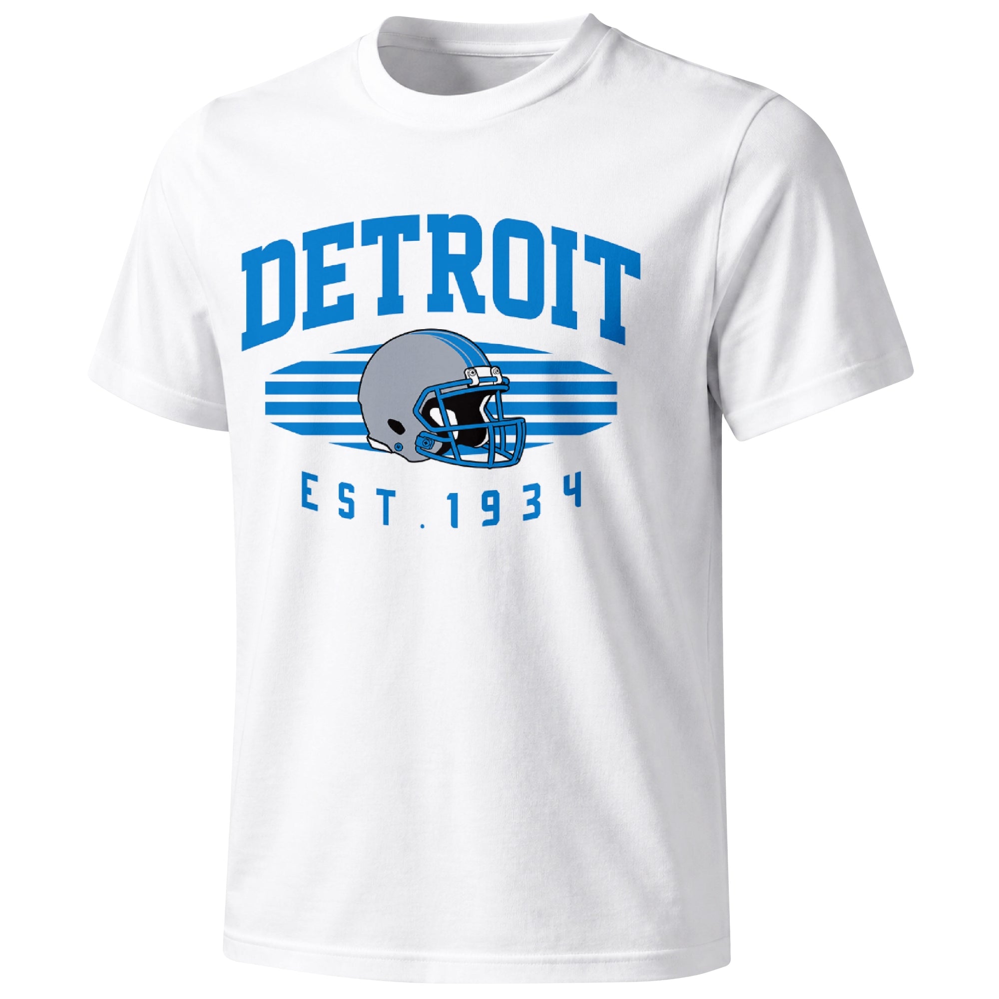 Detroit football T shirt in White showing the front city and football design