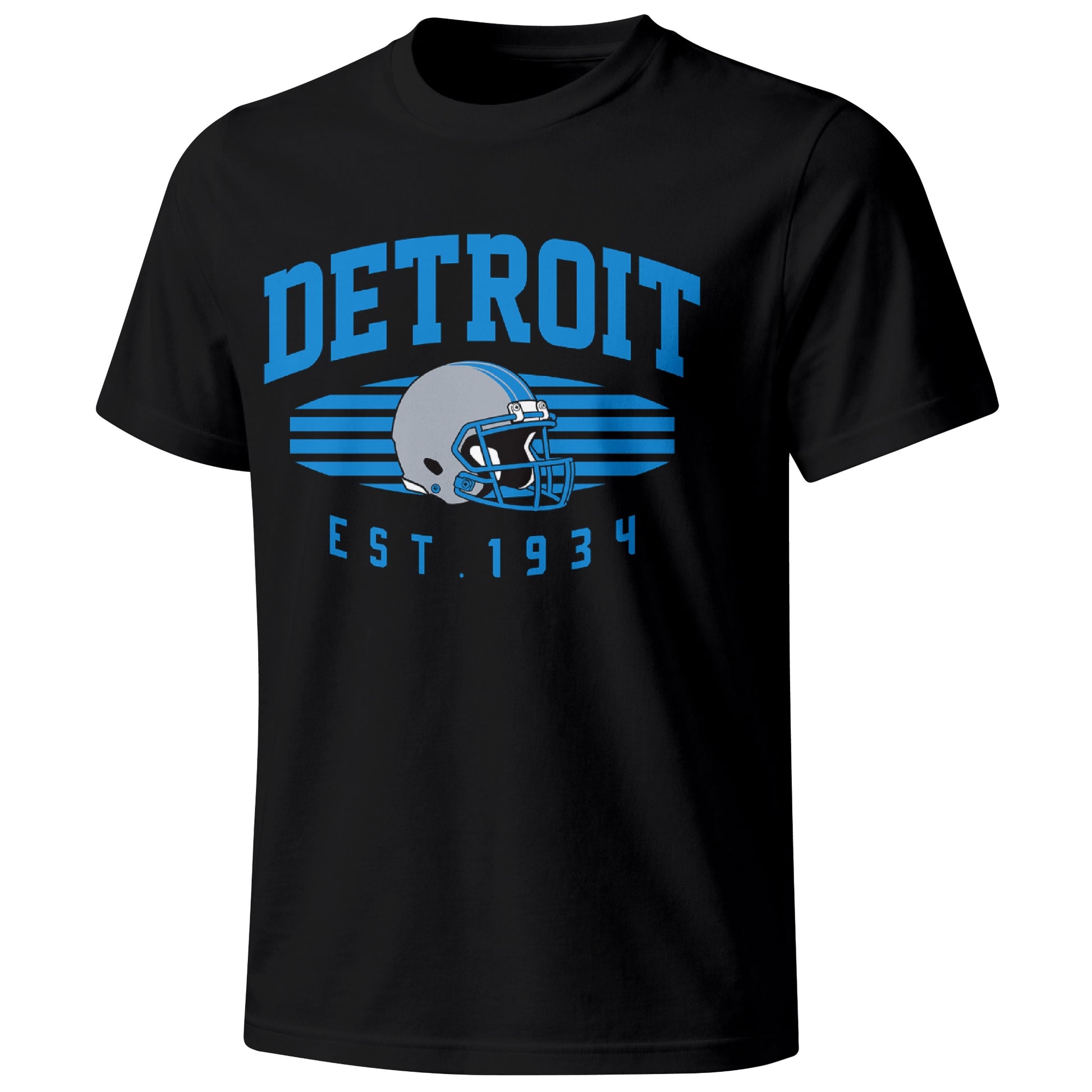 Detroit football T shirt in Black showing the front city and football design
