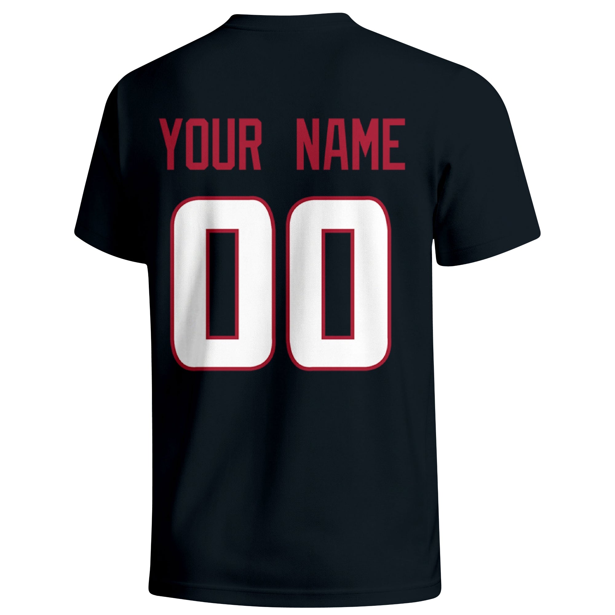 Houston personalized football T shirt in Navy showing the back custom name and number