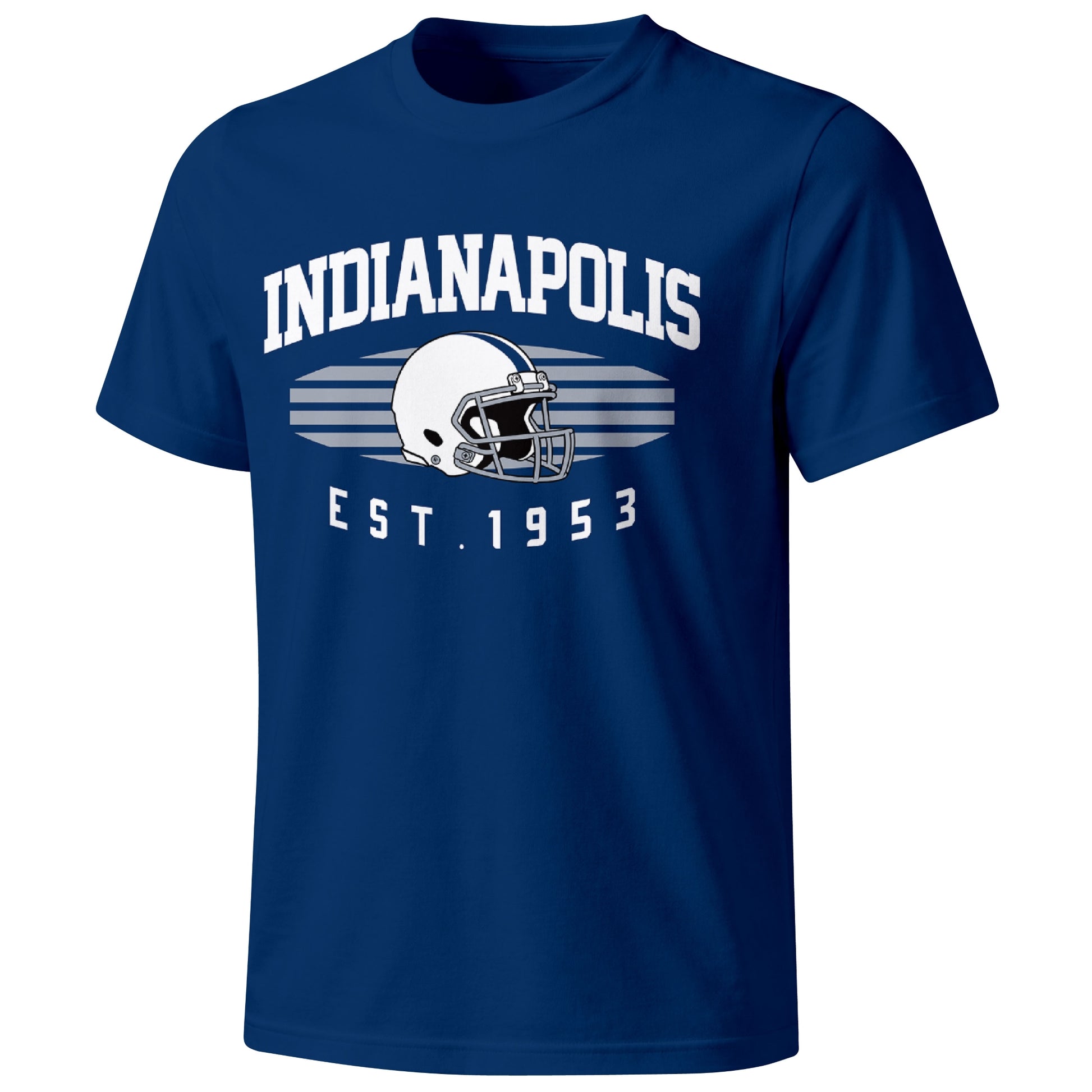 Indianapolis football T shirt in Royal showing the front city and football design