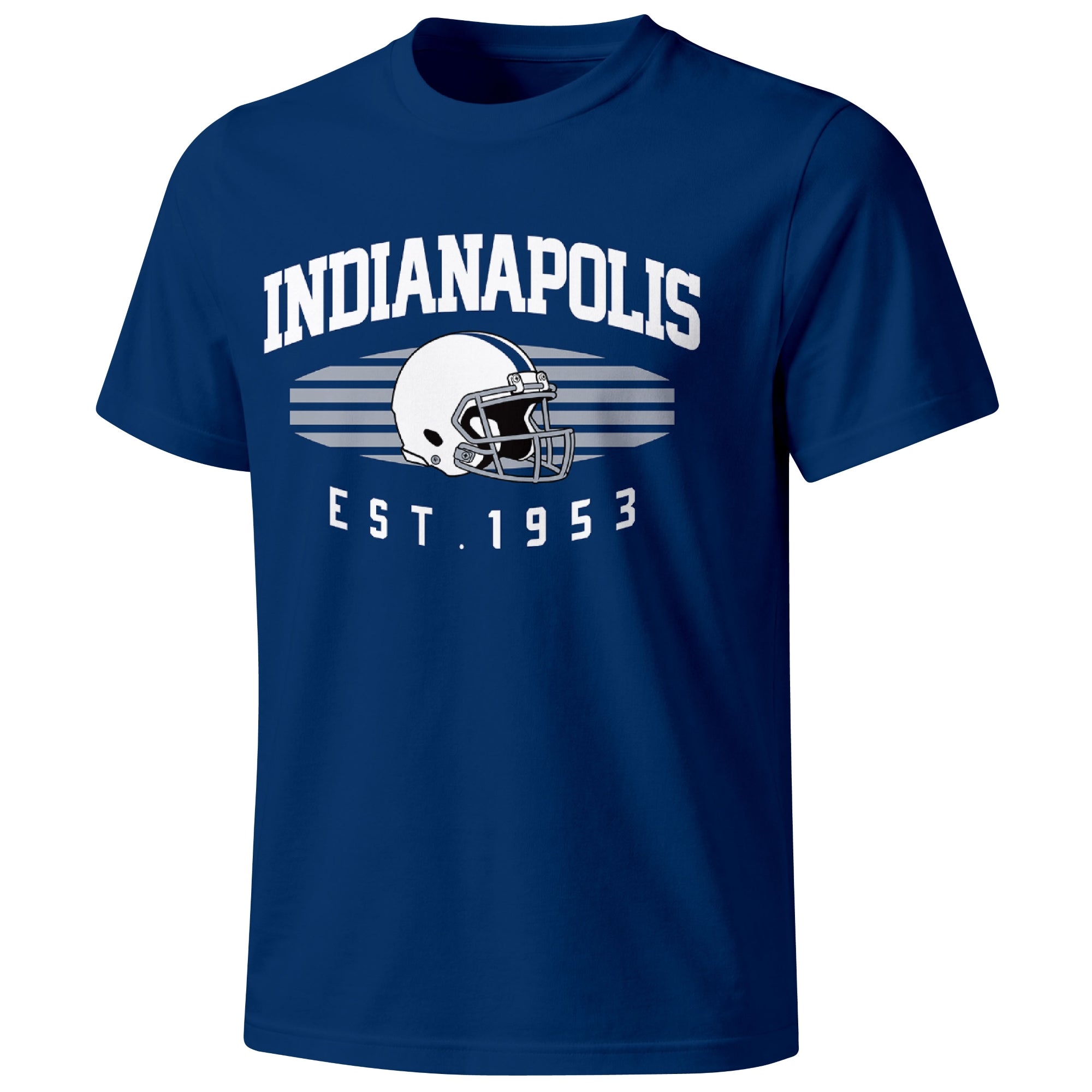 Indianapolis football T shirt in Royal showing the front city and football design