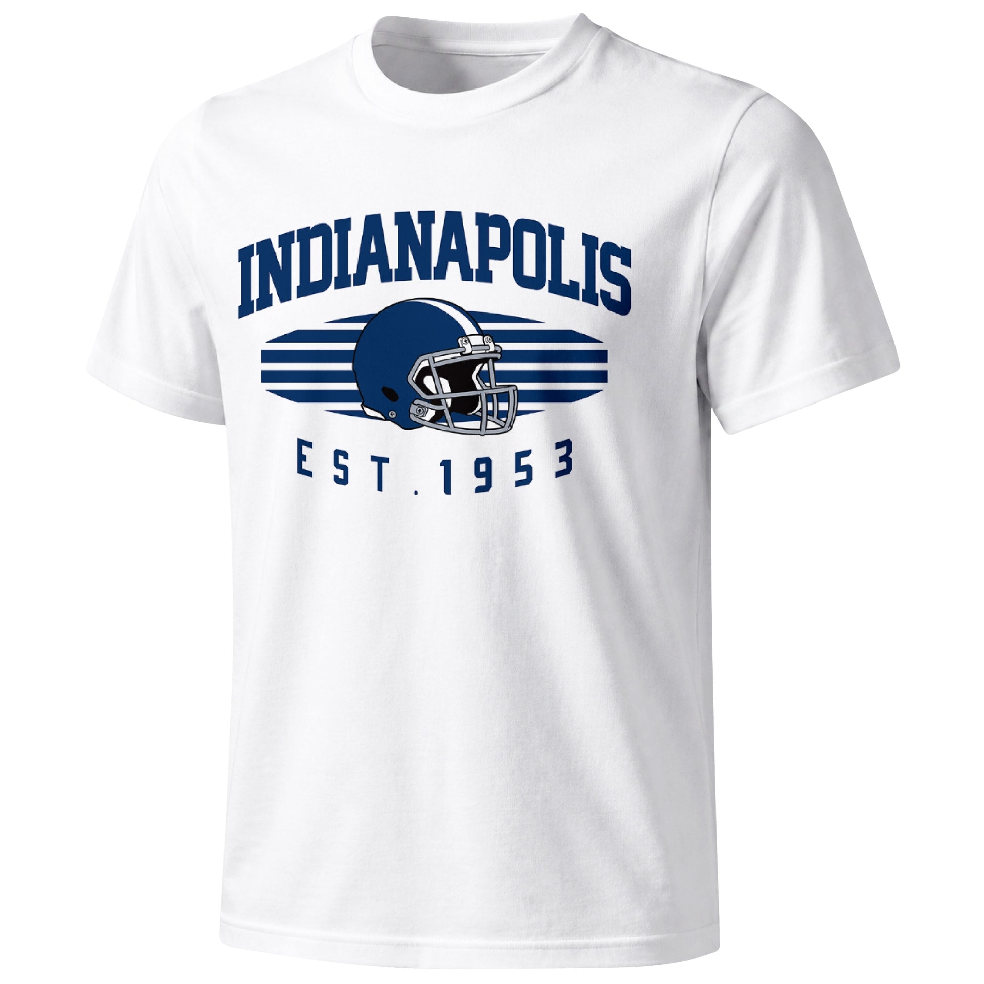 Indianapolis football T shirt in White showing the front city and football design