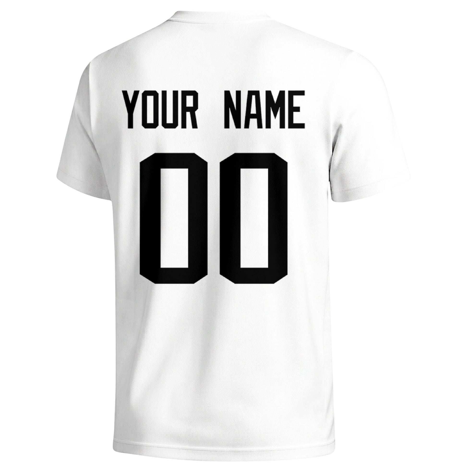 Jacksonville personalized football T shirt in White showing the back custom name and number