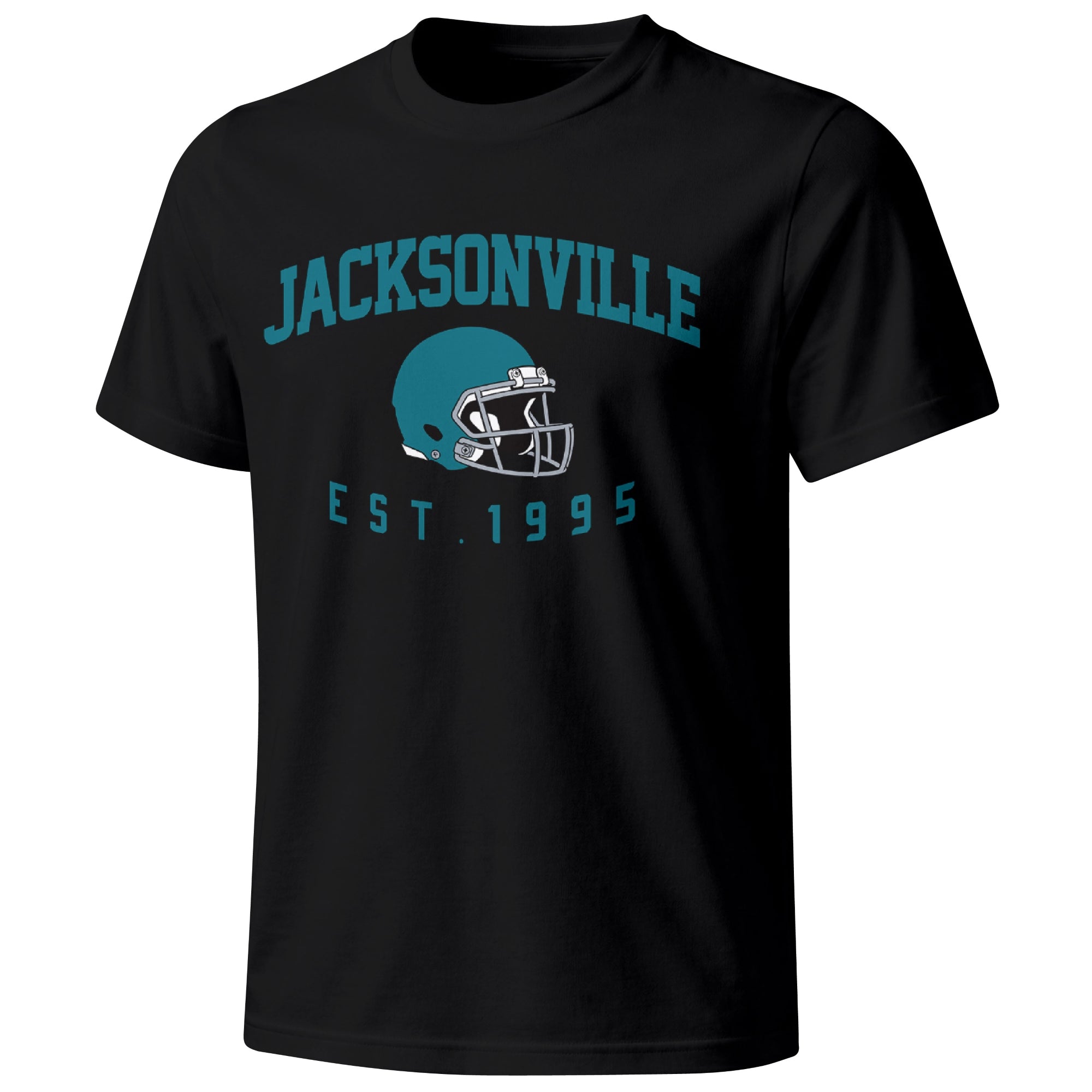 Jacksonville football T shirt in Black showing the front city and football design