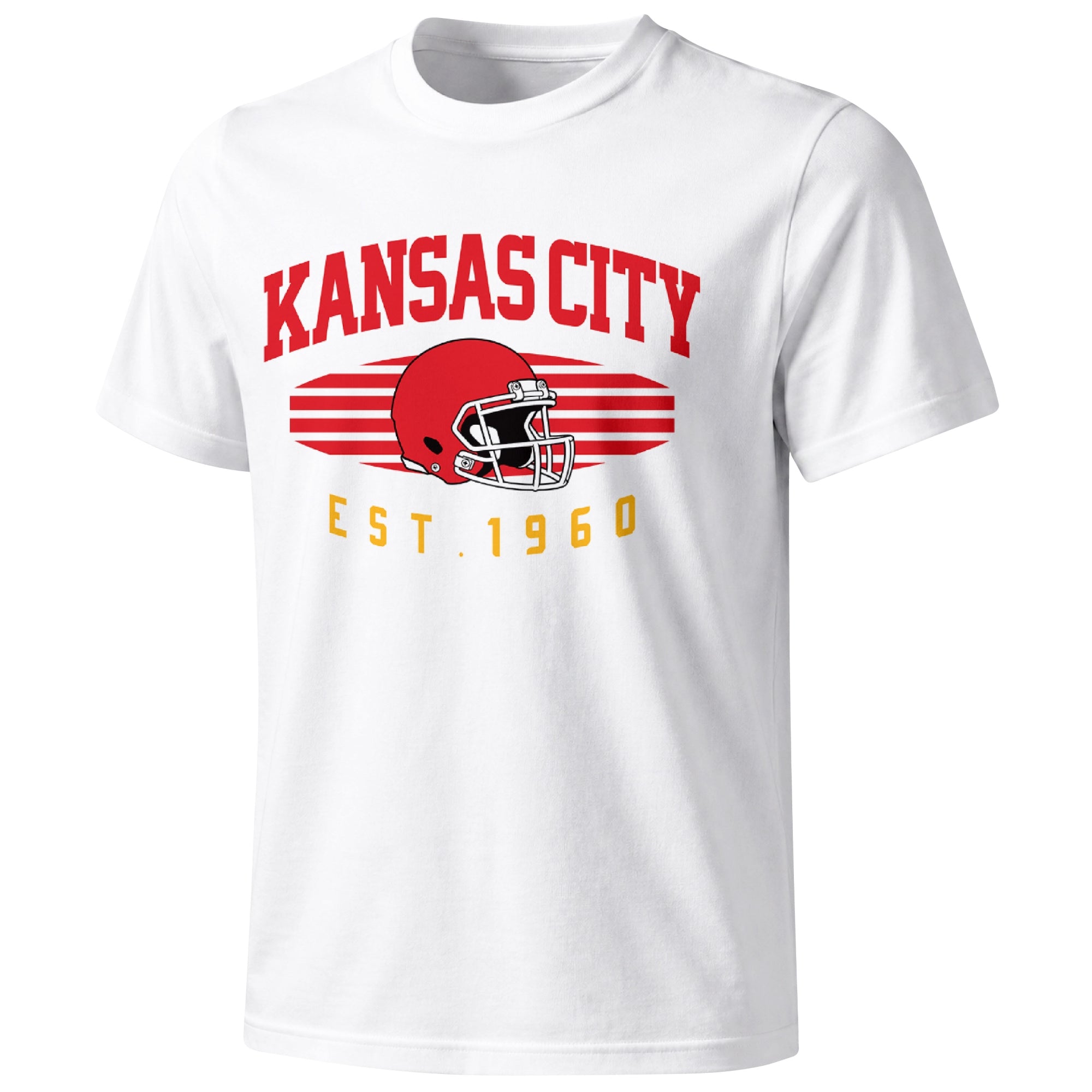 Kansas City football T shirt in White showing the front city and football design