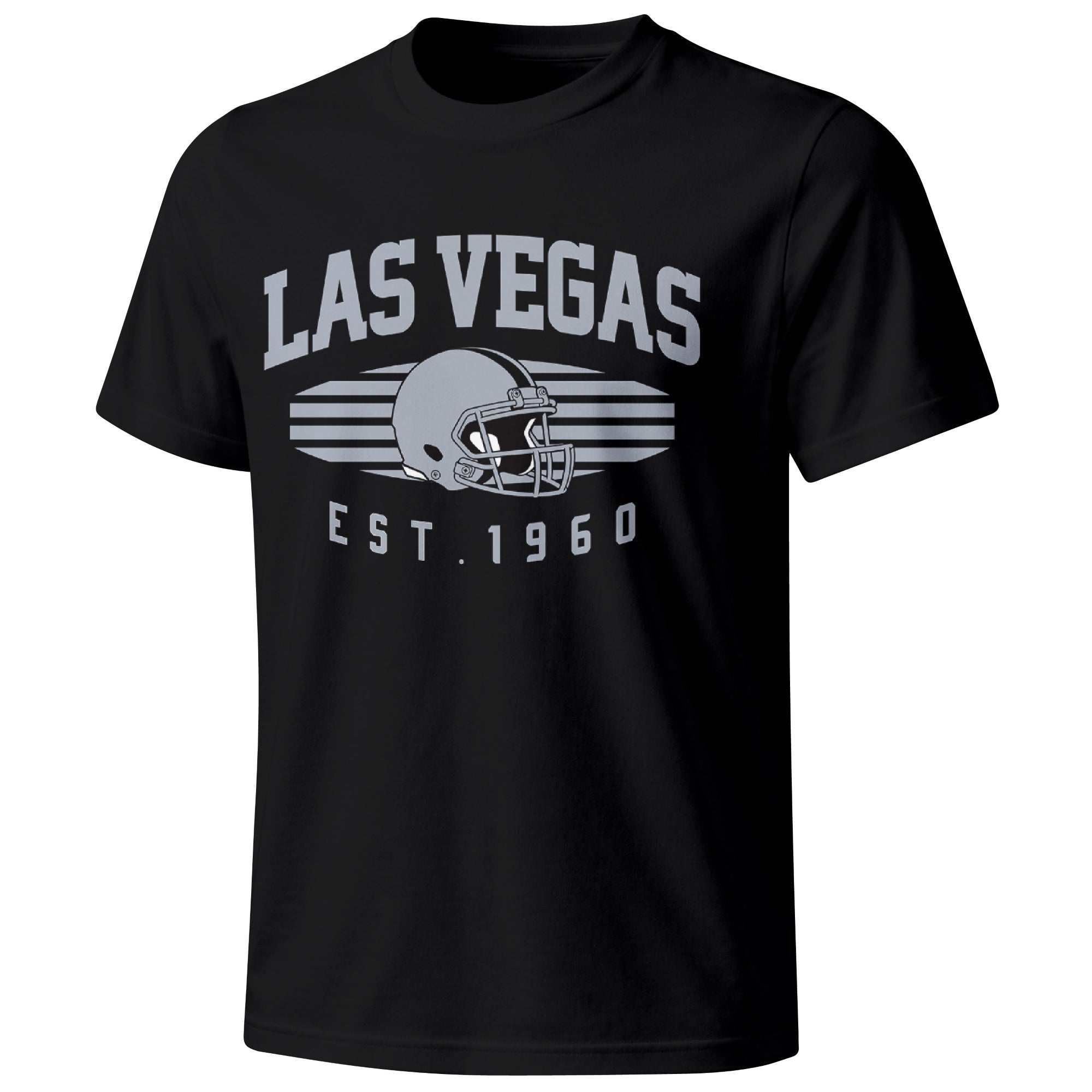 Las Vegas football T shirt in Black showing the front city and football design