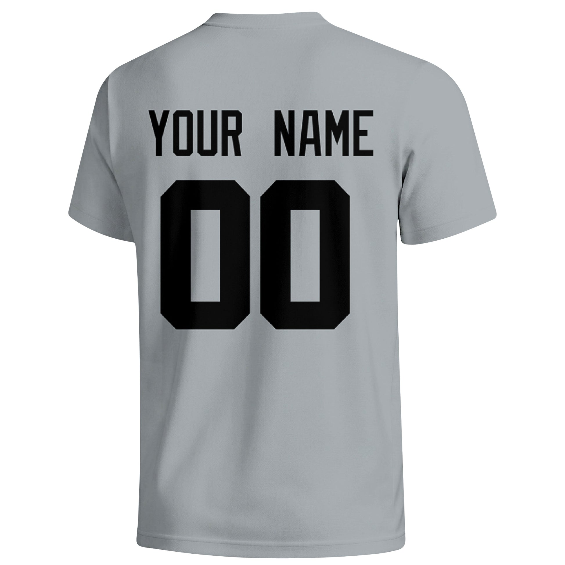 Las Vegas personalized football T shirt in Gray showing the back custom name and number