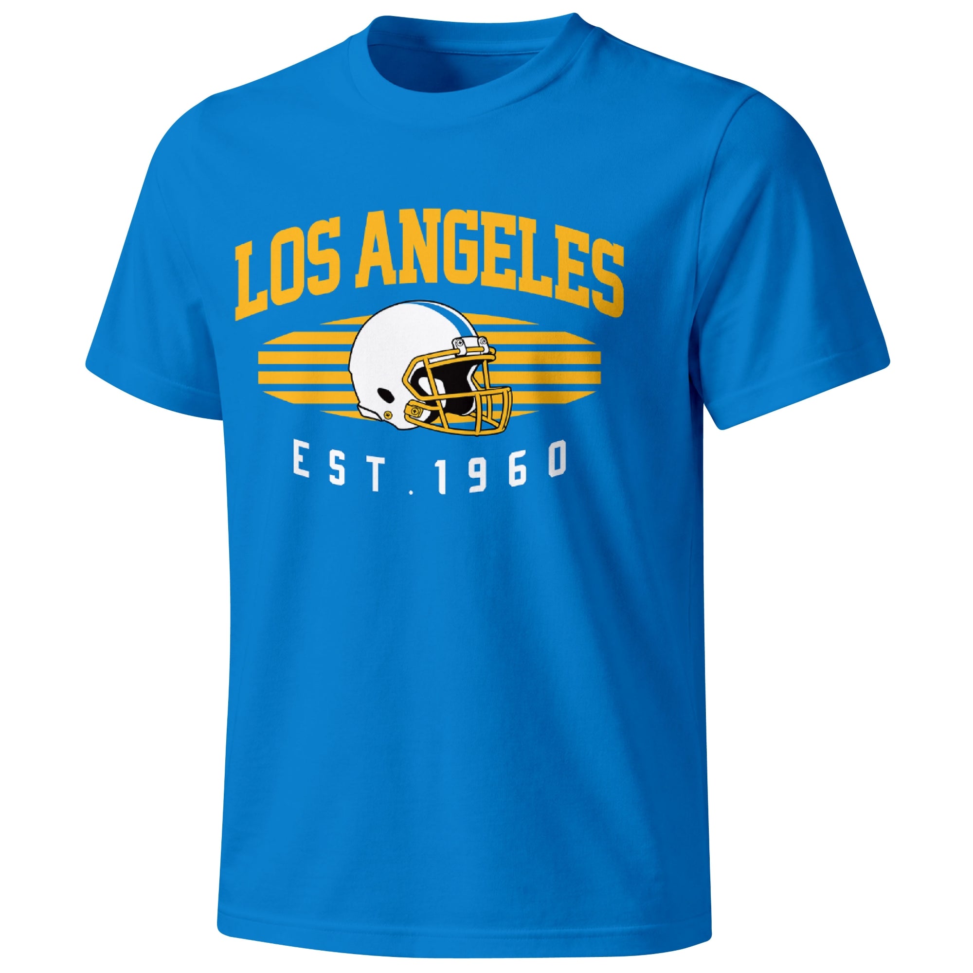 Los Angeles Blue football T shirt in Blue showing the front city and football design