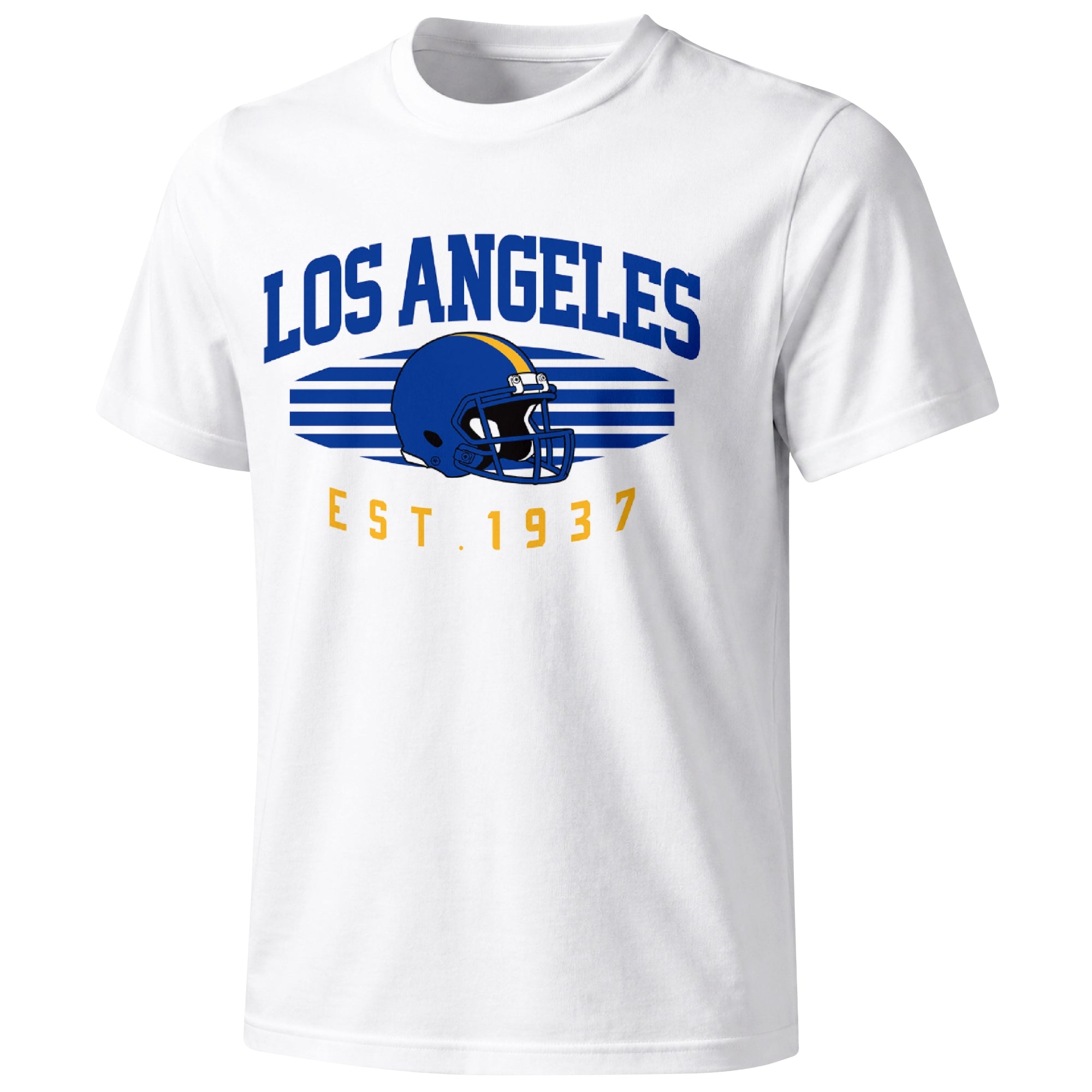 Los Angeles Royal football T shirt in White showing the front city and football design