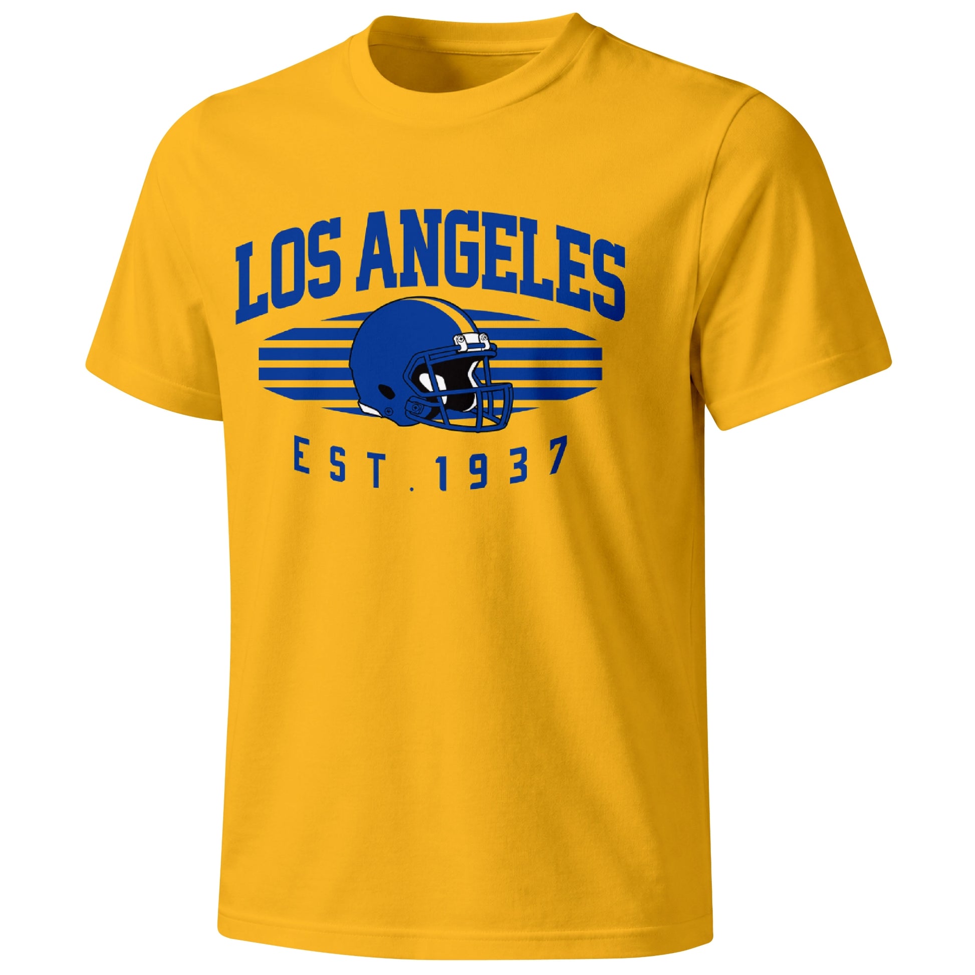 Los Angeles Royal football T shirt in Gold showing the front city and football design