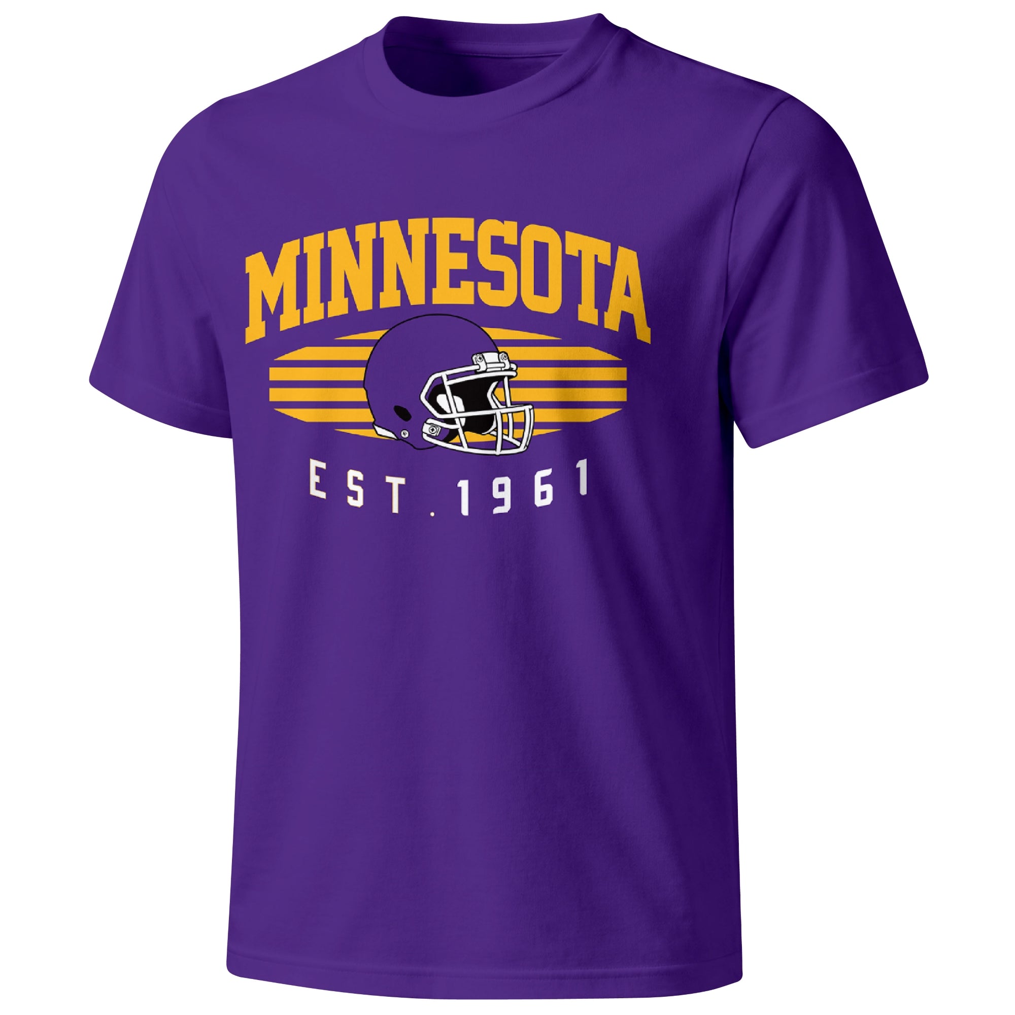 Minnesota football T shirt in Purple showing the front city and football design