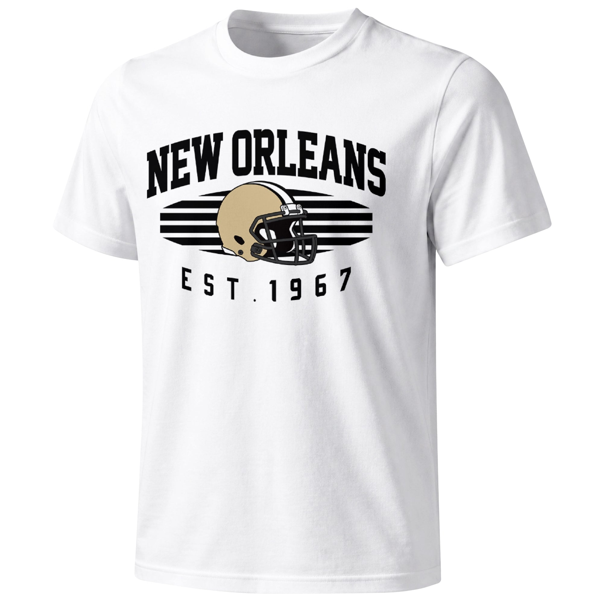New Orleans football T shirt in White showing the front city and football design