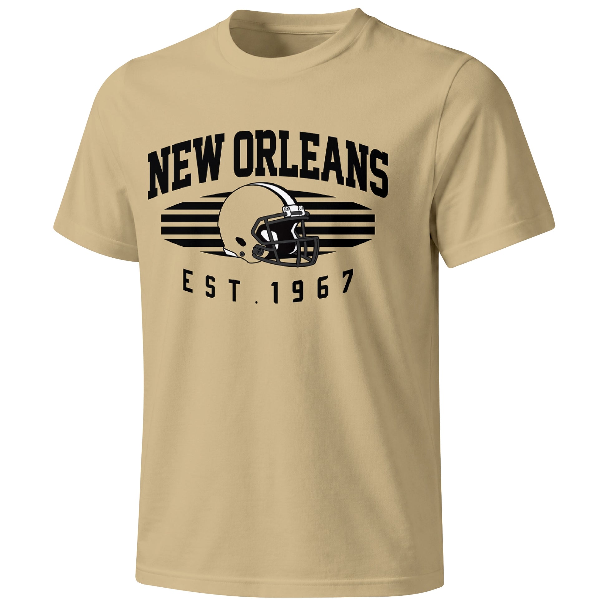 New Orleans football T shirt in Gold showing the front city and football design