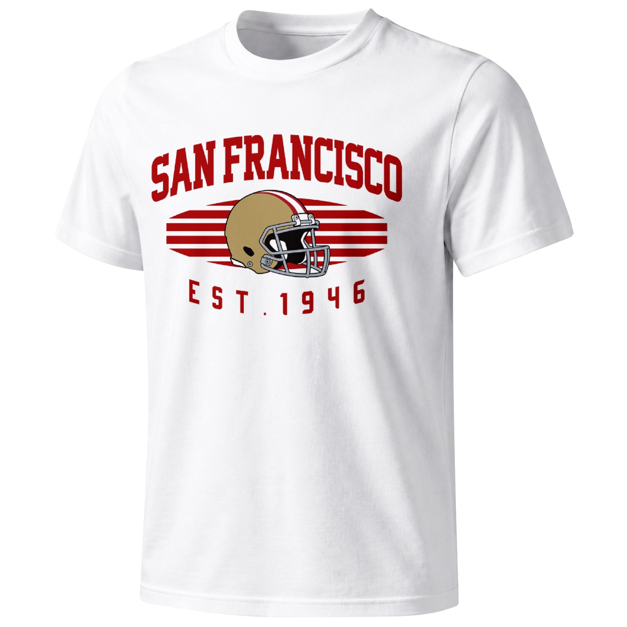 San Francisco football T shirt in White showing the front city and football design
