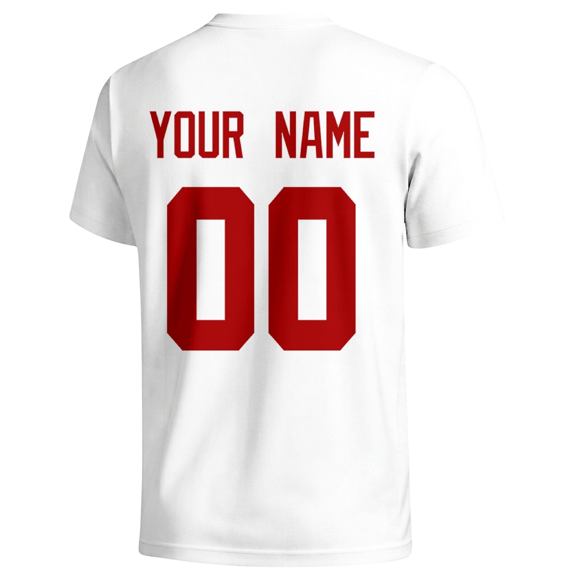 San Francisco personalized football T shirt in White showing the back custom name and number