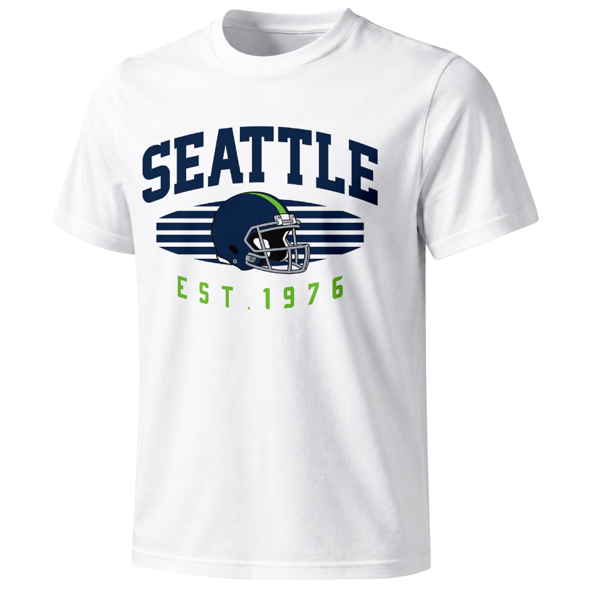 Seattle football T shirt in White showing the front city and football design