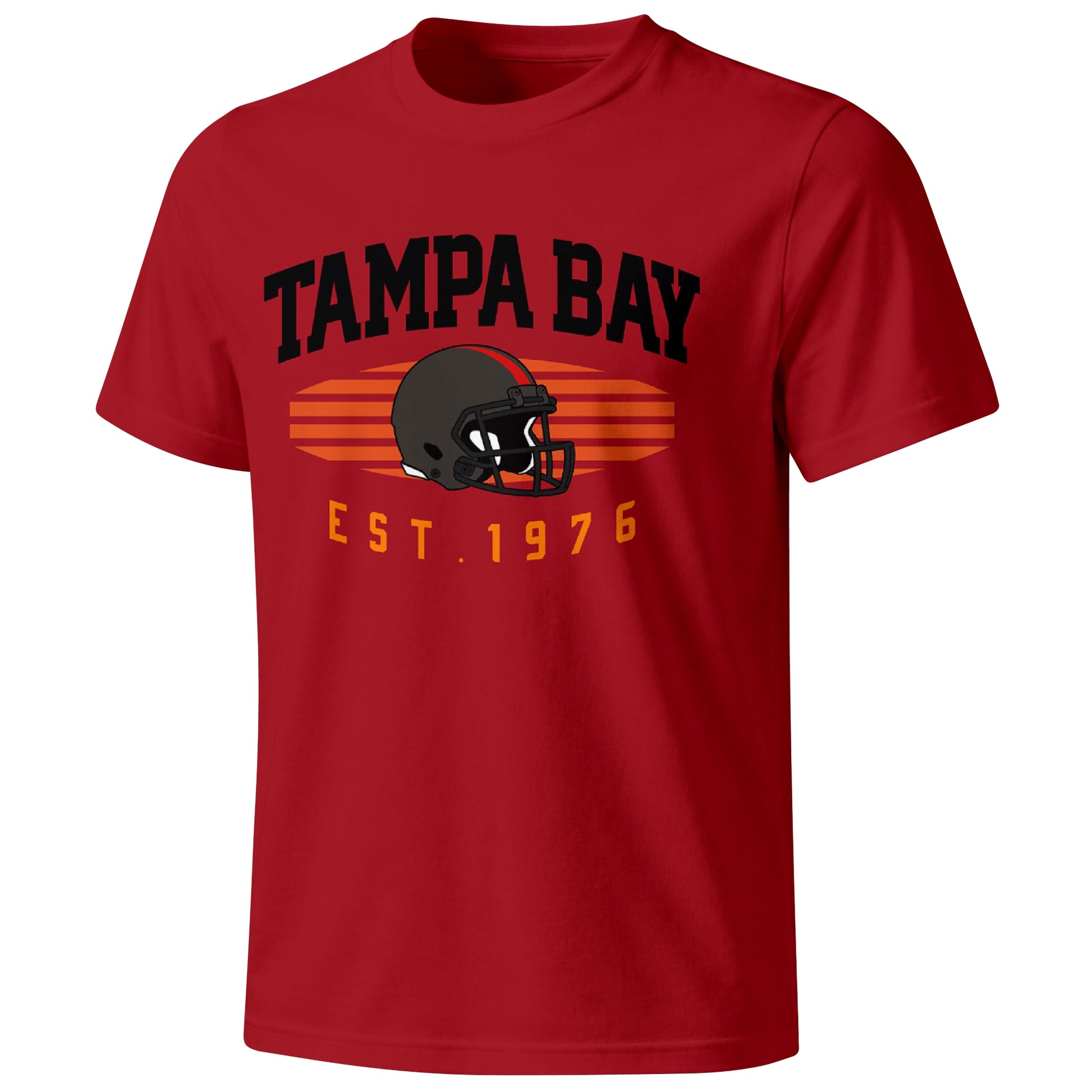 Tampa Bay football T shirt in Red showing the front city and football design