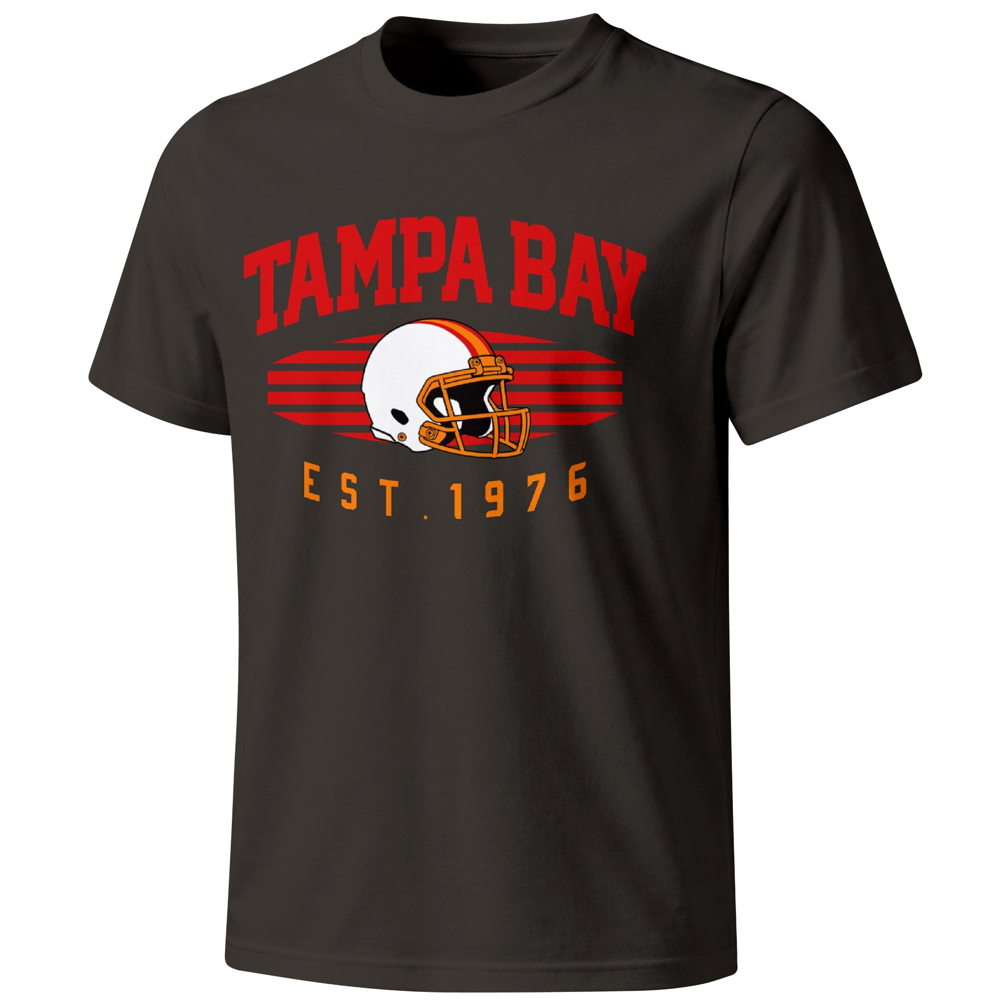 Tampa Bay football T shirt in Black showing the front city and football design