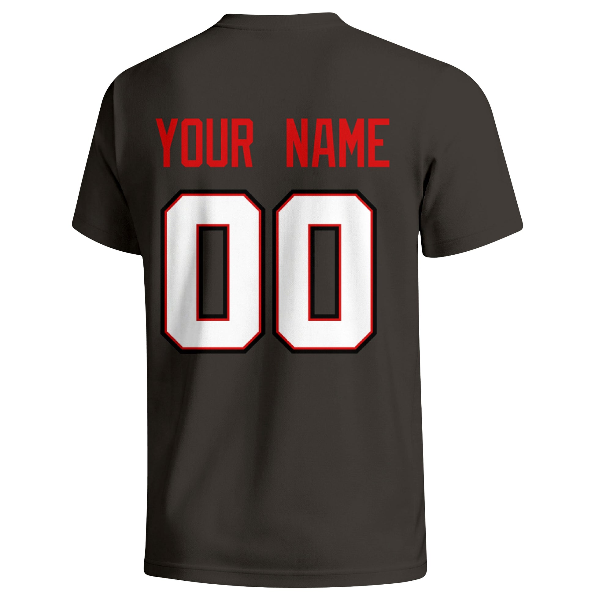 Tampa Bay personalized football T shirt in Black showing the back custom name and number
