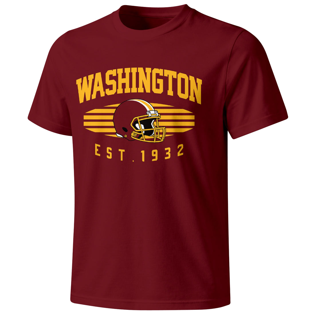 Washington personalized football T shirt in Burgundy showing front city design and back custom name and number