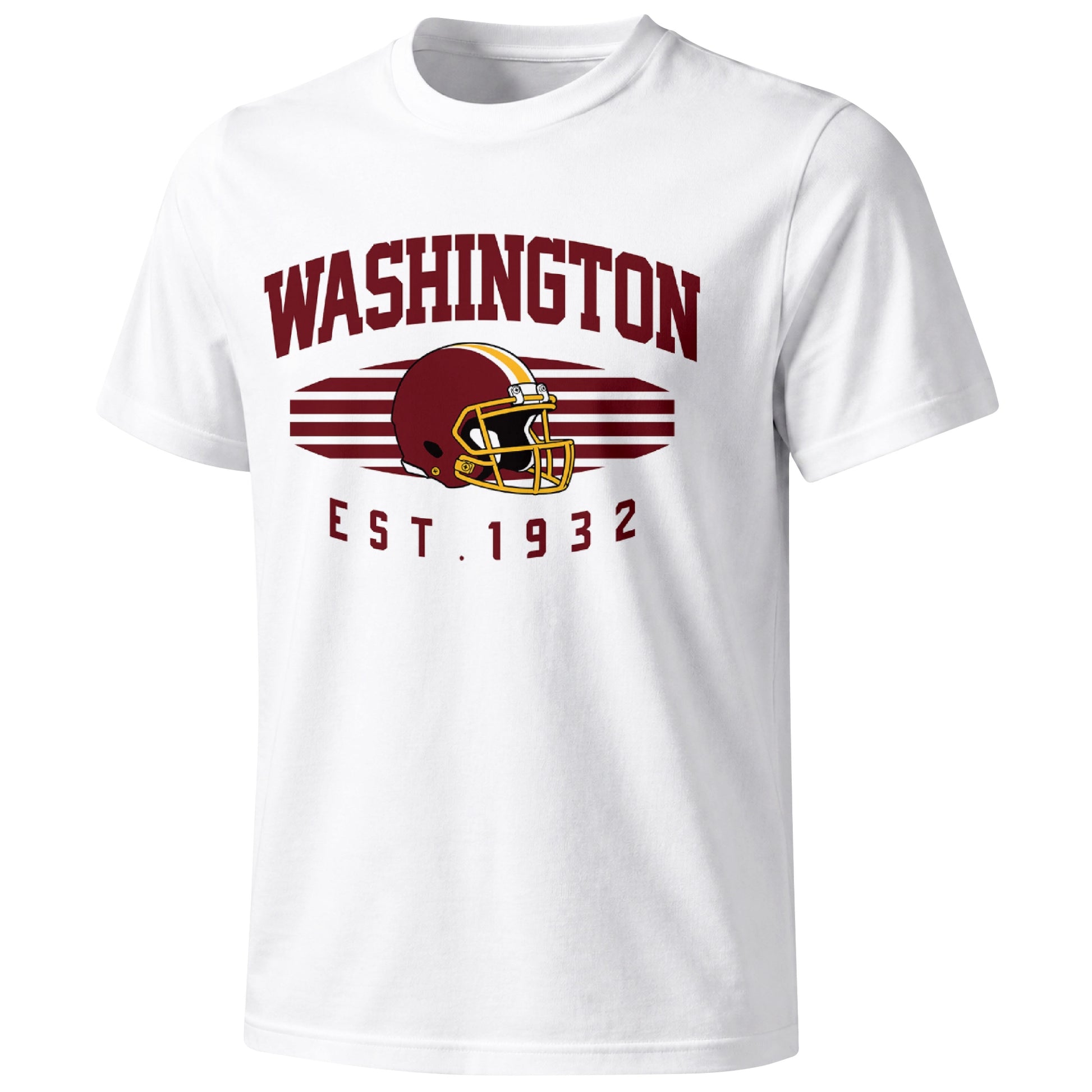Washington football T shirt in White showing the front city and football design