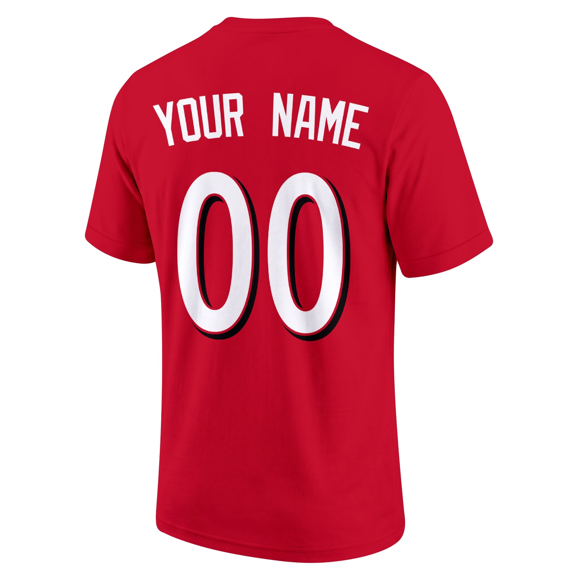 Cincinnati Red adult baseball T shirt back view with customizable name and large jersey style number