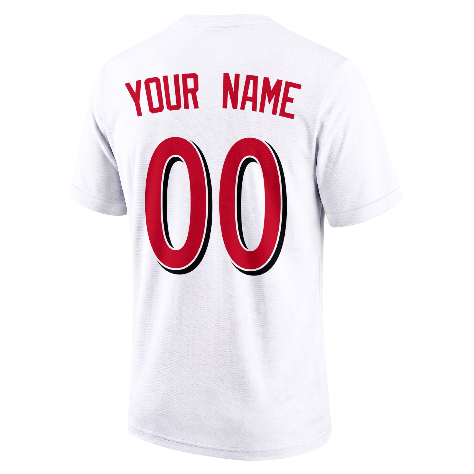 Cincinnati White adult baseball T shirt back view with customizable name and large jersey style number