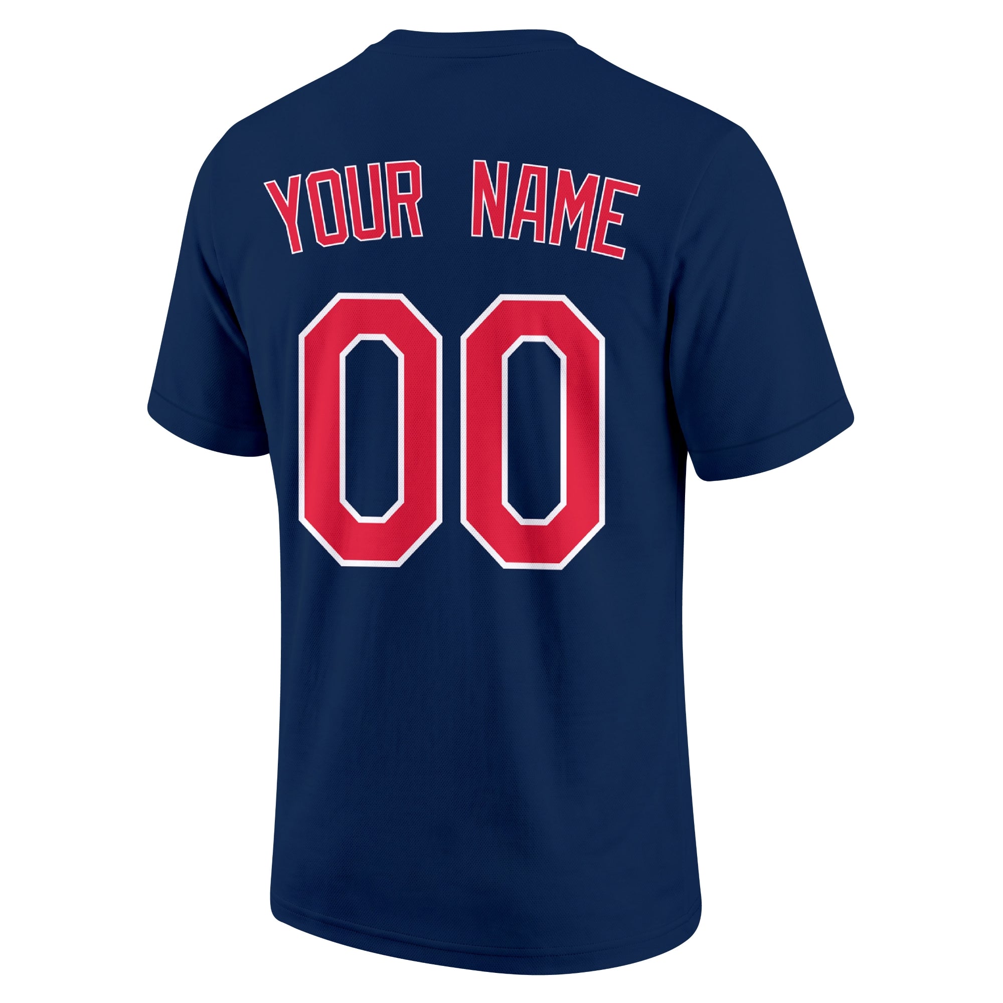 Cleveland Navy adult baseball T shirt back view with customizable name and large jersey style number