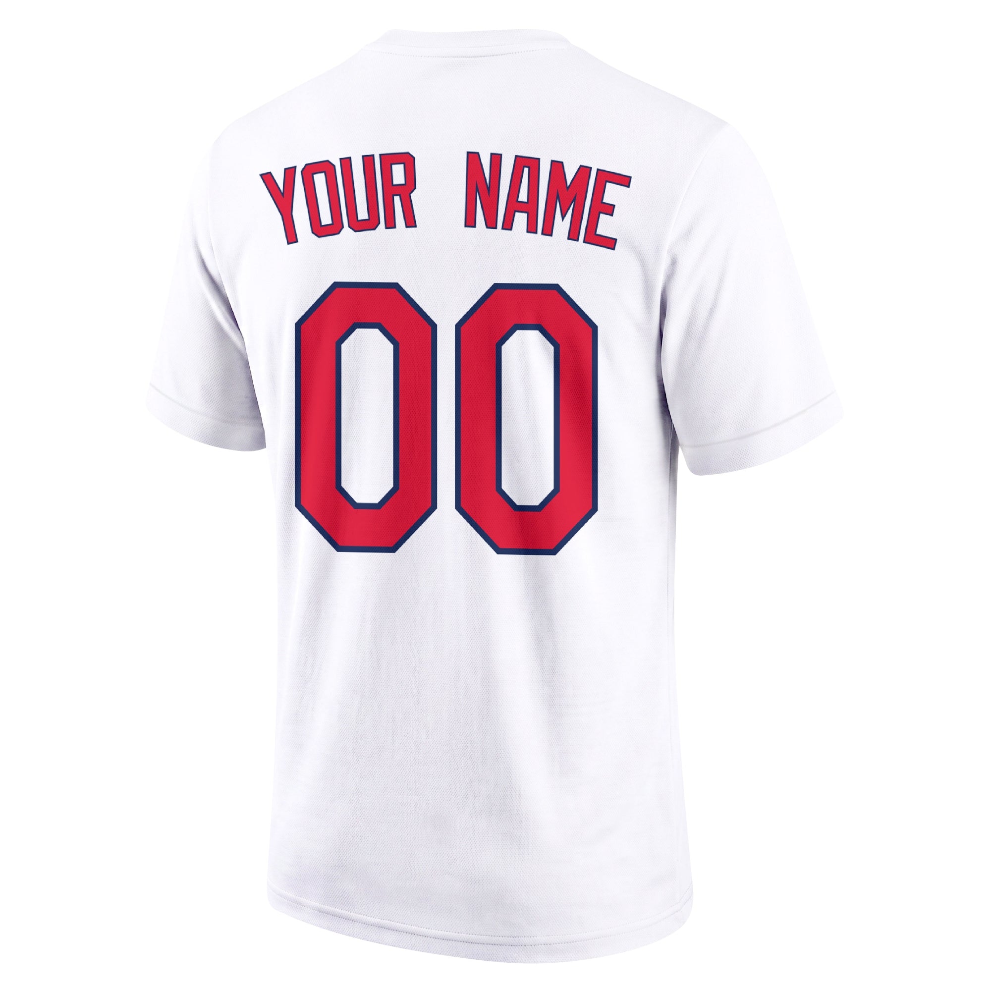 Cleveland White adult baseball T shirt back view with customizable name and large jersey style number