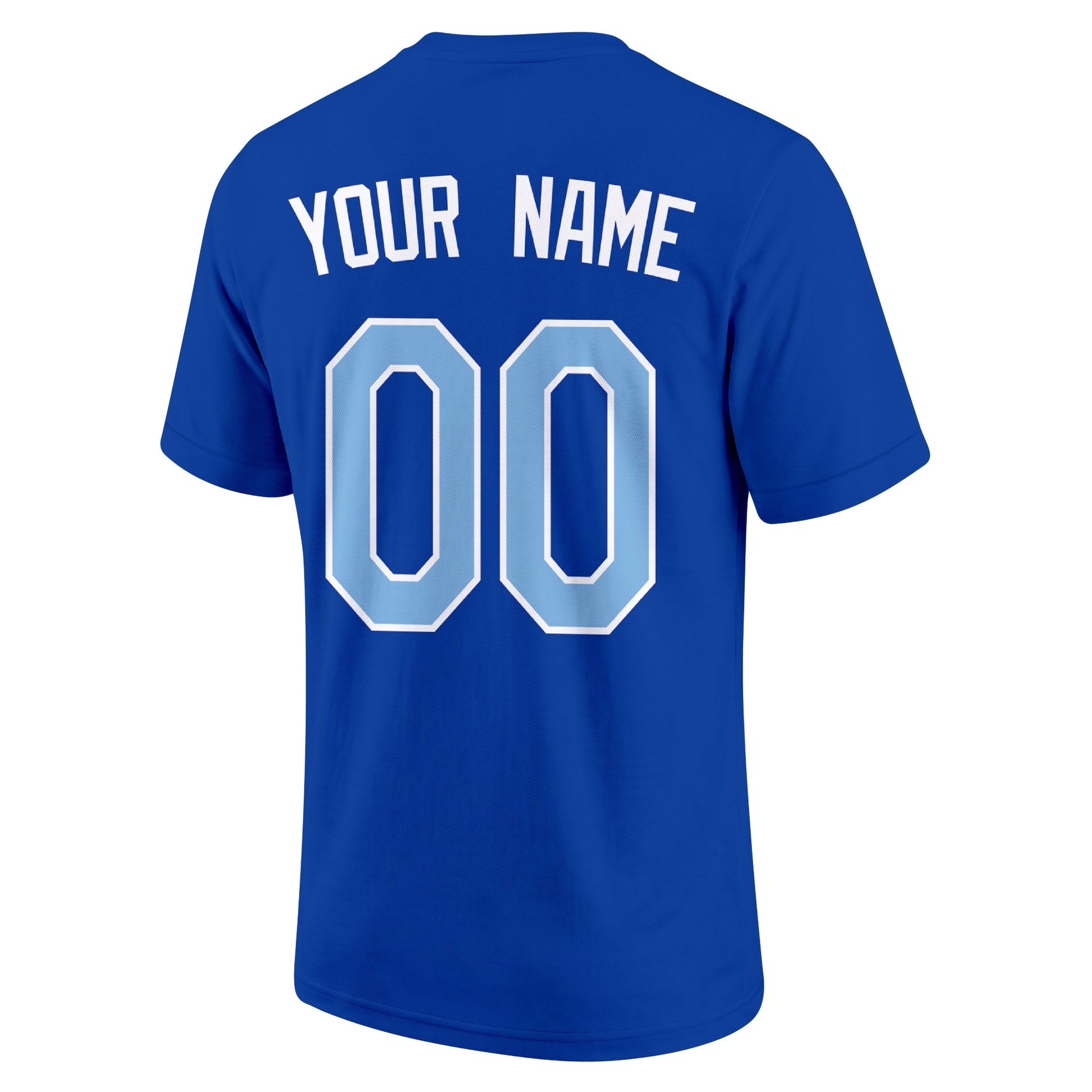 Kansas City Royal adult baseball T shirt back view with customizable name and large jersey style number