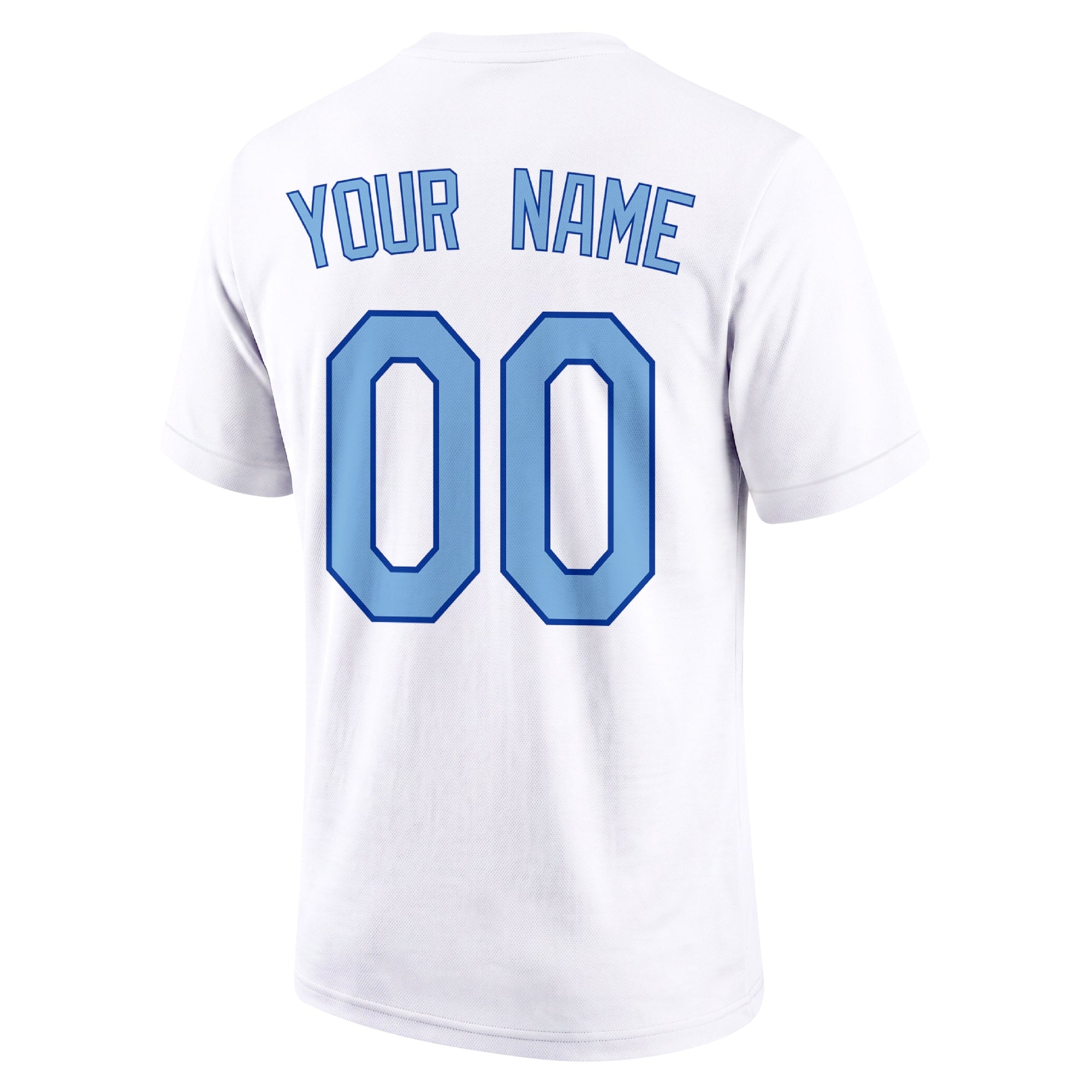 Kansas City White adult baseball T shirt back view with customizable name and large jersey style number