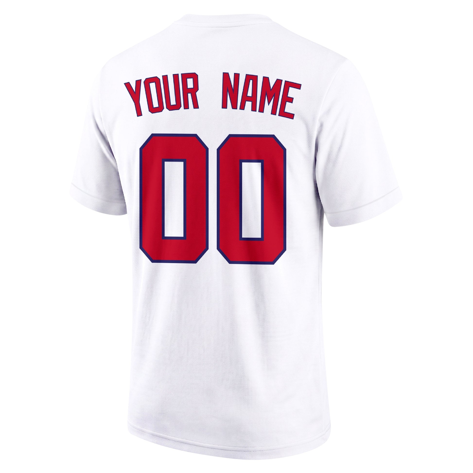 St. Louis White adult baseball T shirt back view with customizable name and large jersey style number