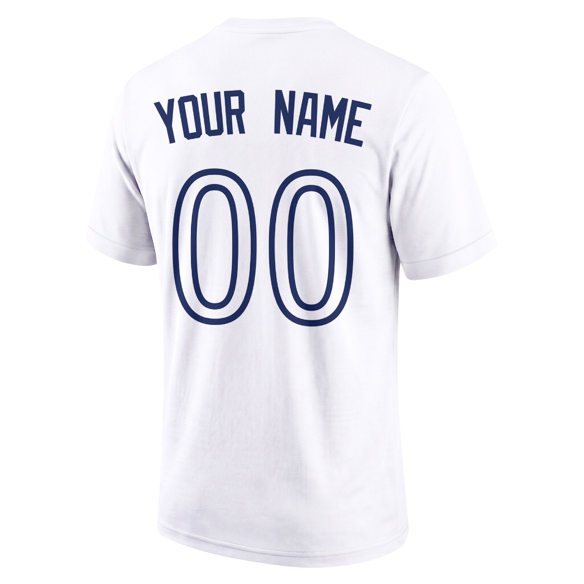 Toronto White adult baseball T shirt back view with customizable name and large jersey style number