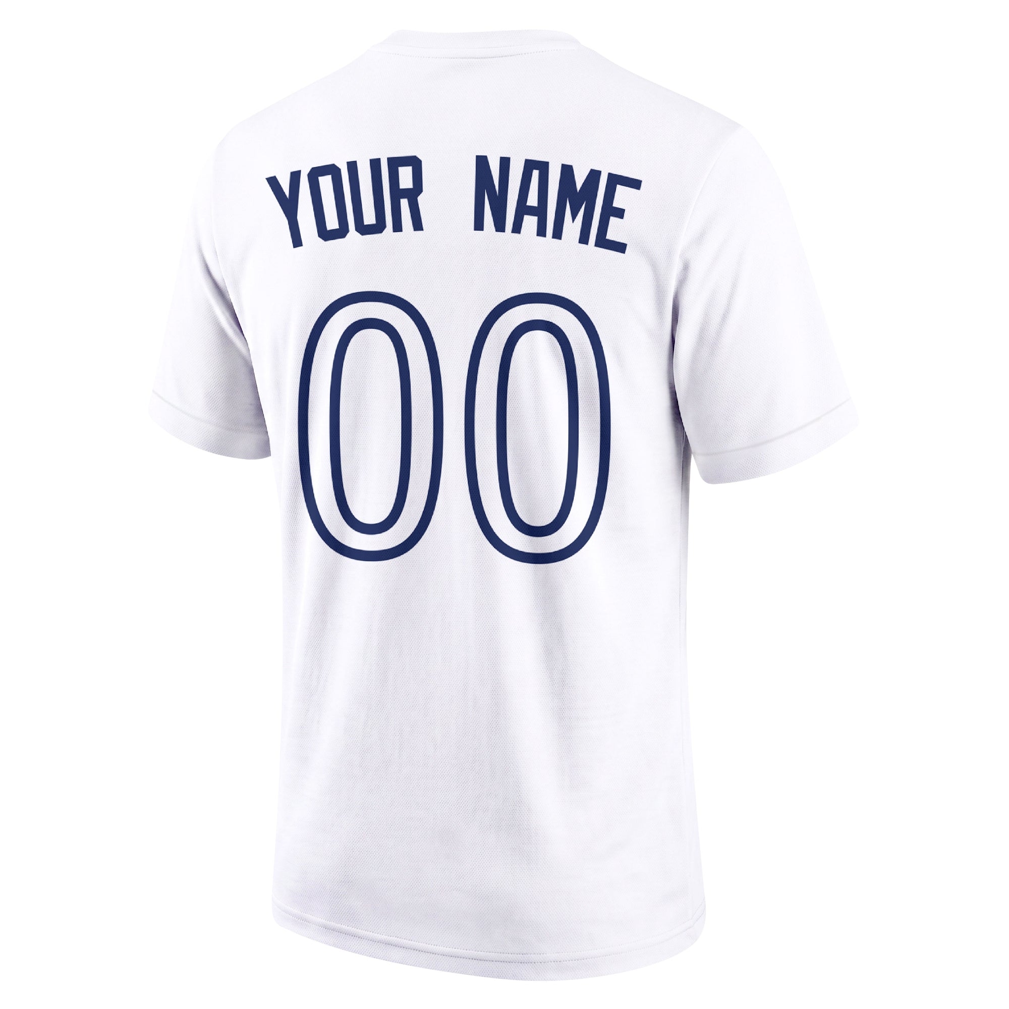 Toronto White adult baseball T shirt back view with customizable name and large jersey style number