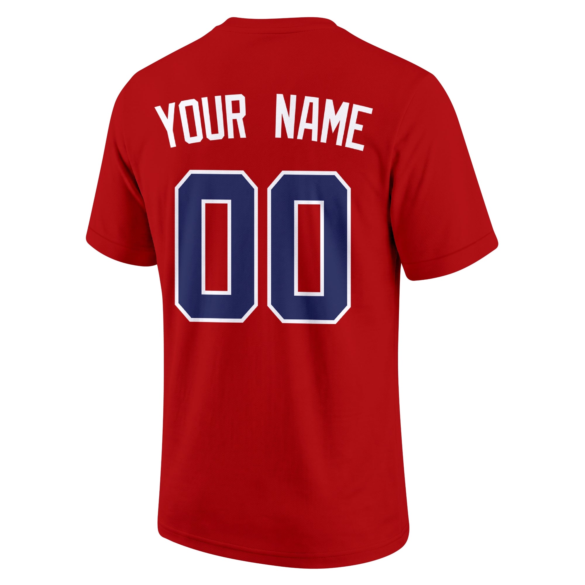 Washington Red adult baseball T shirt back view with customizable name and large jersey style number